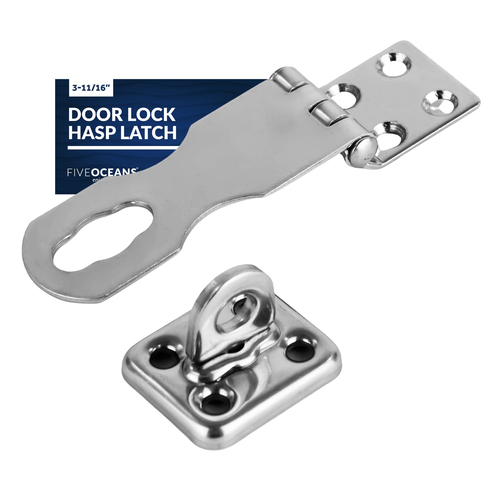Door Lock Hasp Latch, Stainless Steel - FO2883 - Five Oceans