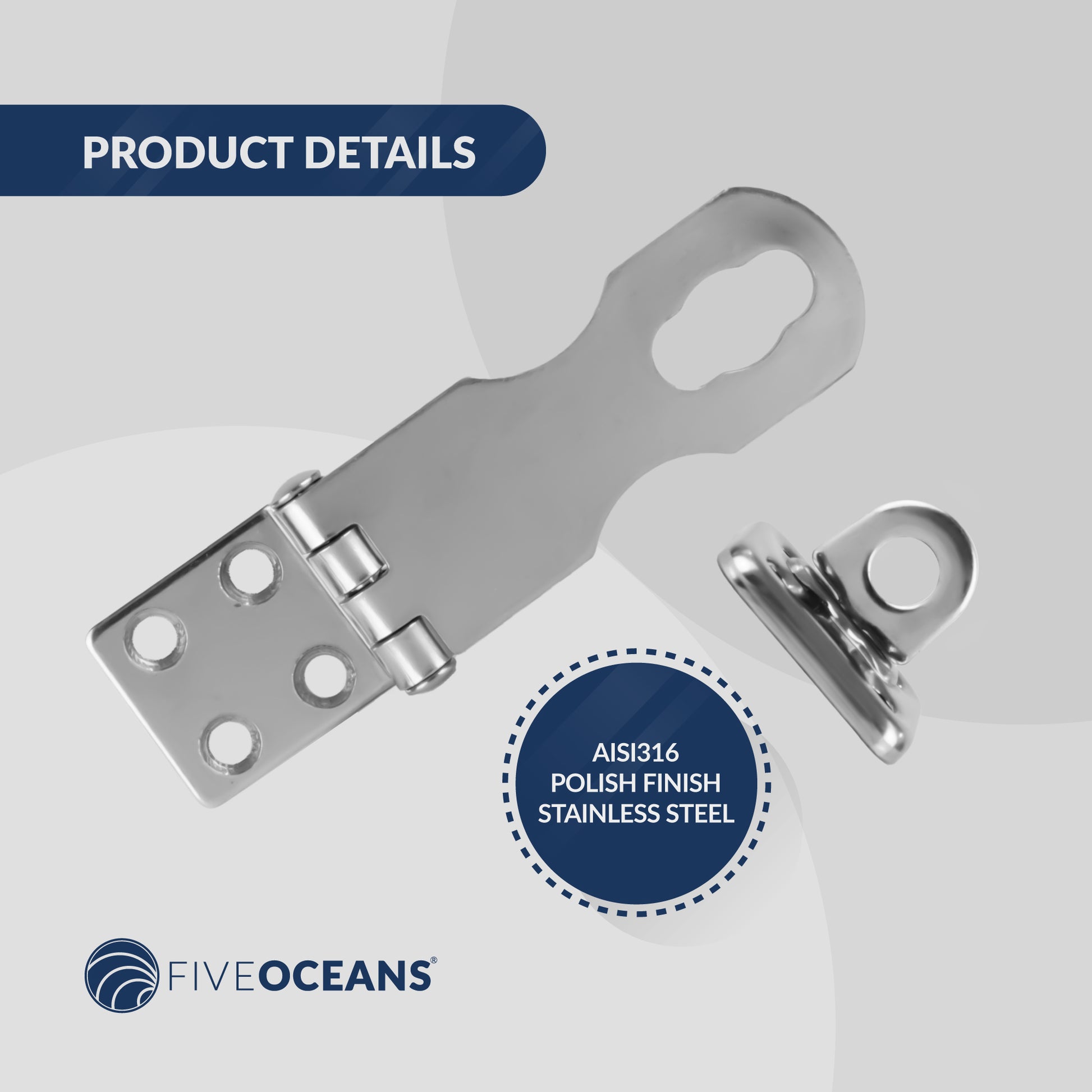 Door Lock Hasp Latch, Stainless Steel - FO2883 - Five Oceans