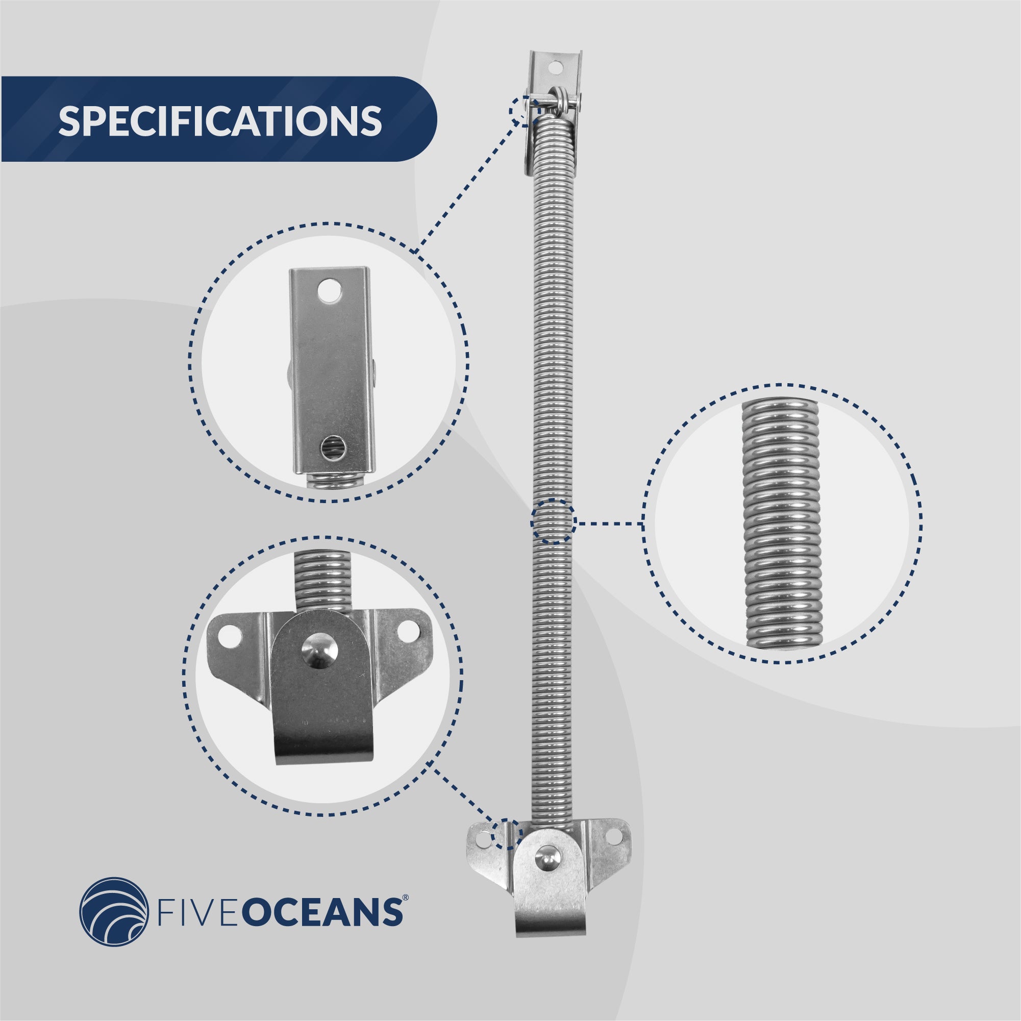 Hatch Lid Support Spring 8", Stainless Steel - FO2884 - Five Oceans