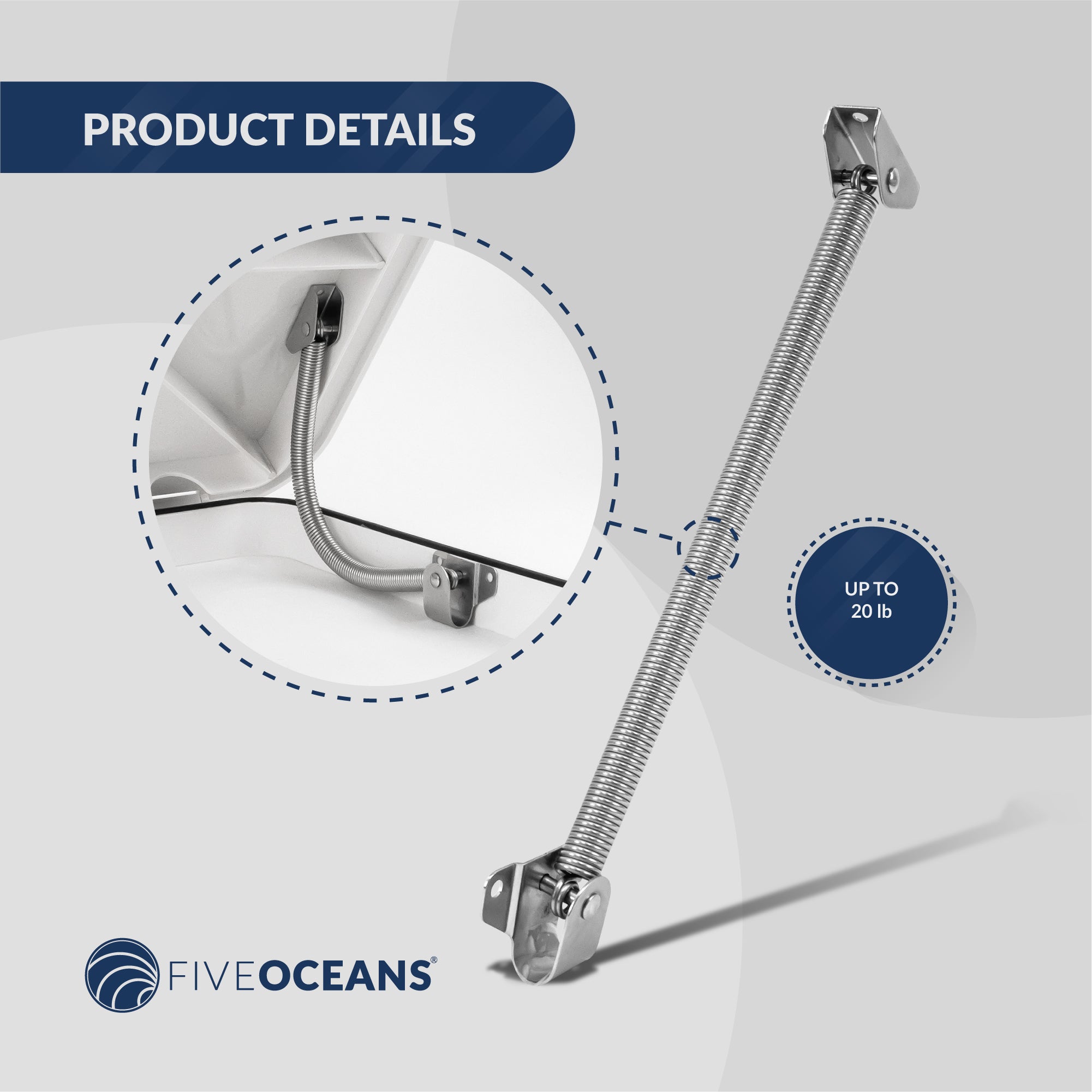 Hatch Lid Support Spring 8", Stainless Steel - FO2884 - Five Oceans