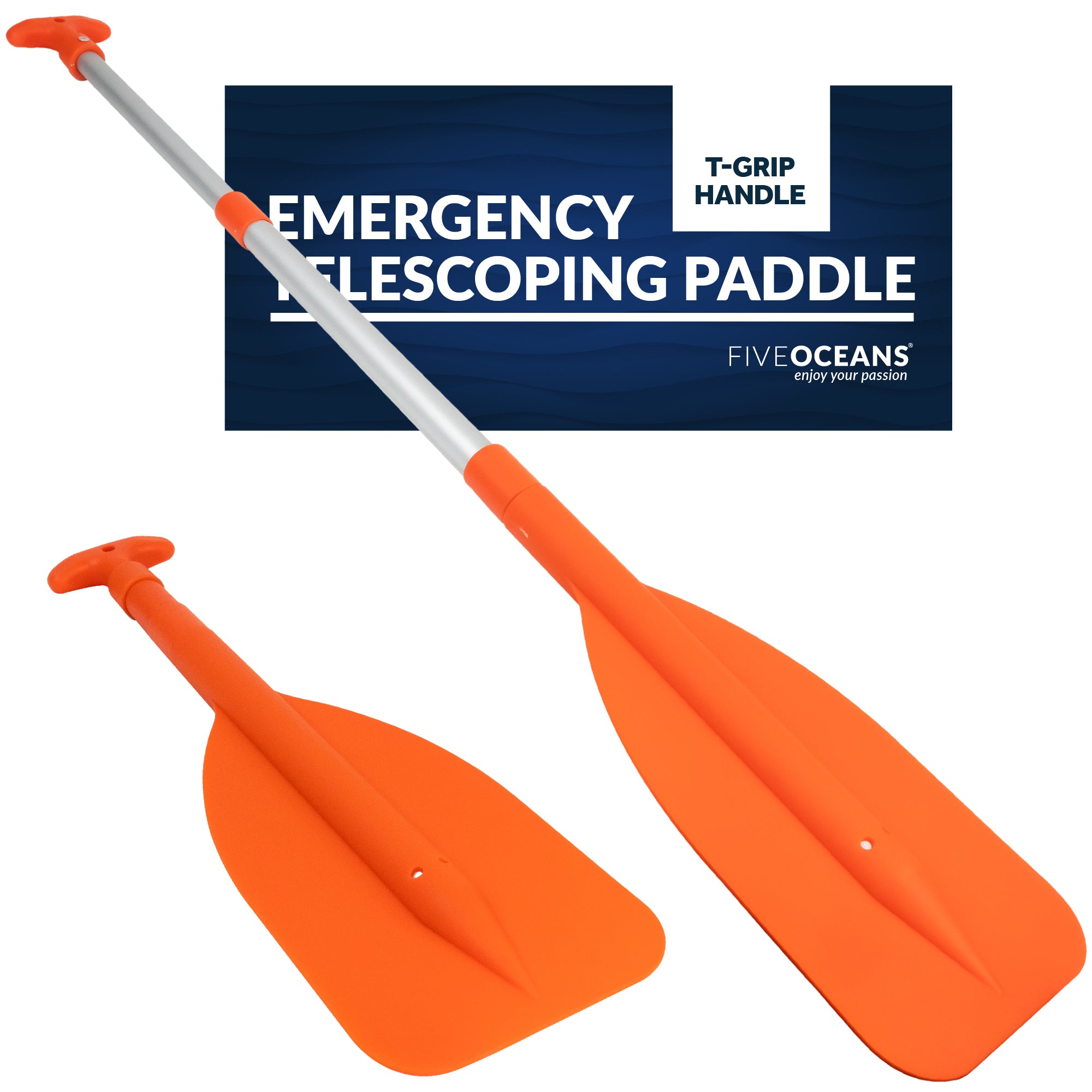 Emergency Floating Telescoping Paddle 21" to 42", Orange - FO2898