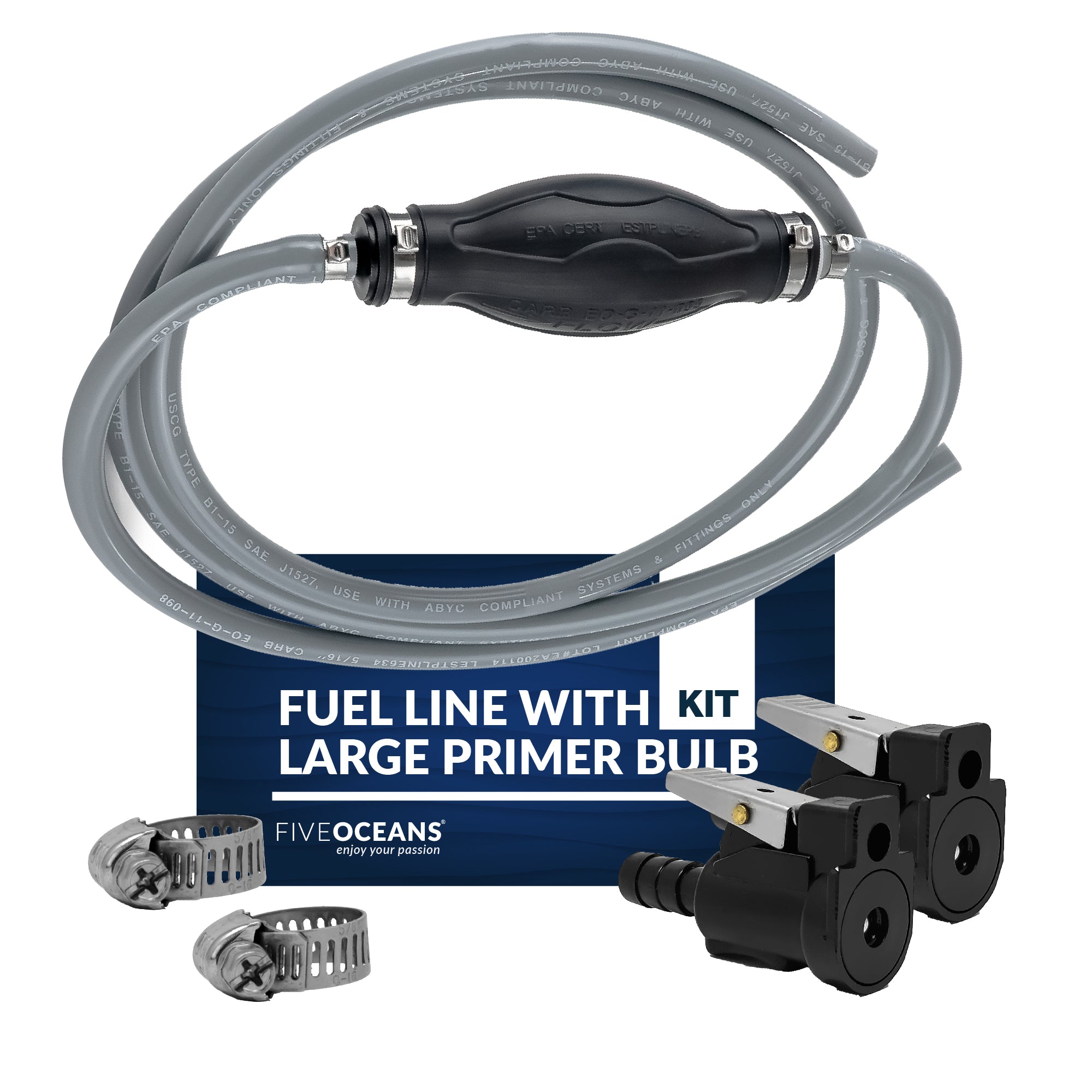 5/16" Outboard Motor Fuel Line with Large Primer Bulb for OMC/Johnson/Evinrude, 6' Long, EPA/CARB - FO3100-C1