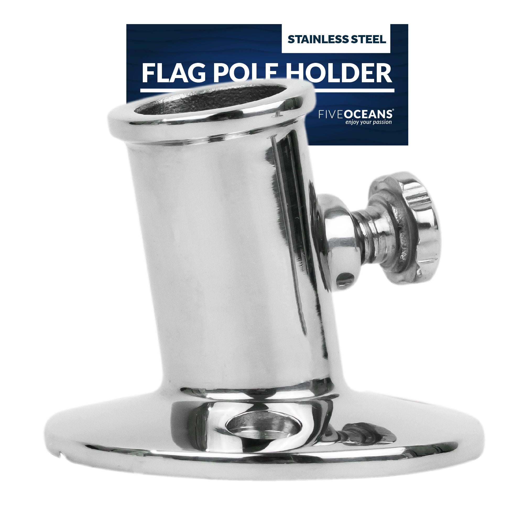 Flag Pole Socket with Knob, Stainless Steel - FO3109