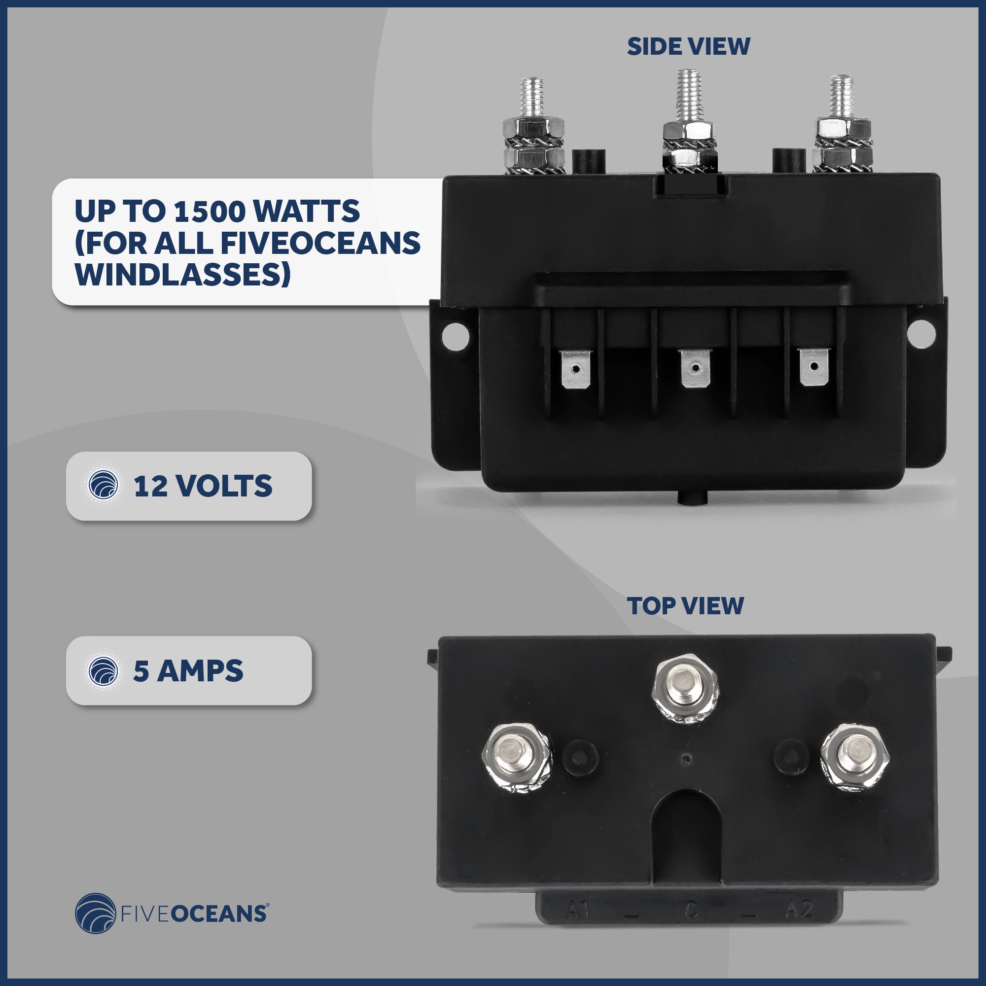 Windlass Solenoid, Control Box 3-Wire Motors, 12V, Up To 1500 Watts - FO3293 - Five Oceans