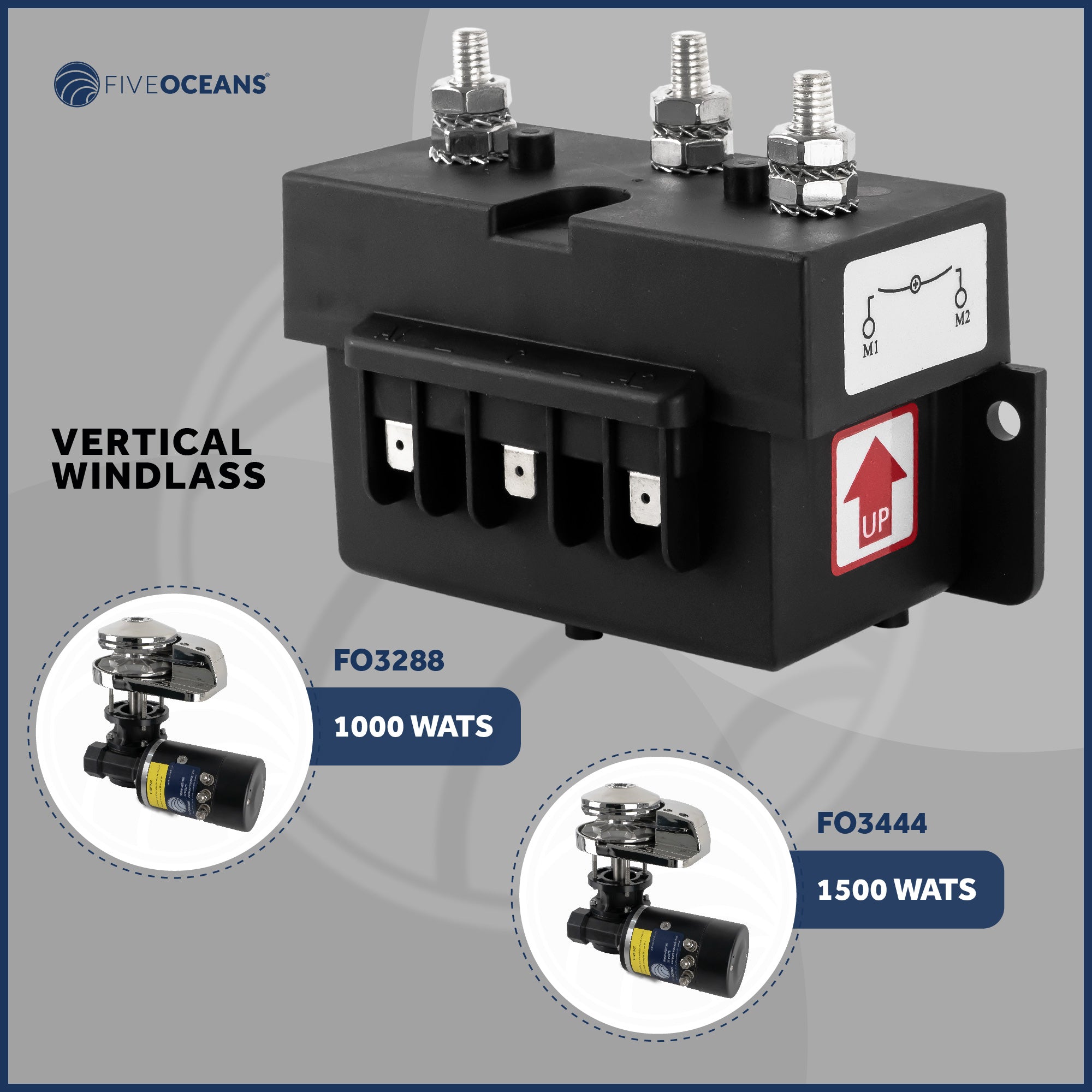 Windlass Solenoid, Control Box 3-Wire Motors, 12V, Up To 1500 Watts - FO3293 - Five Oceans