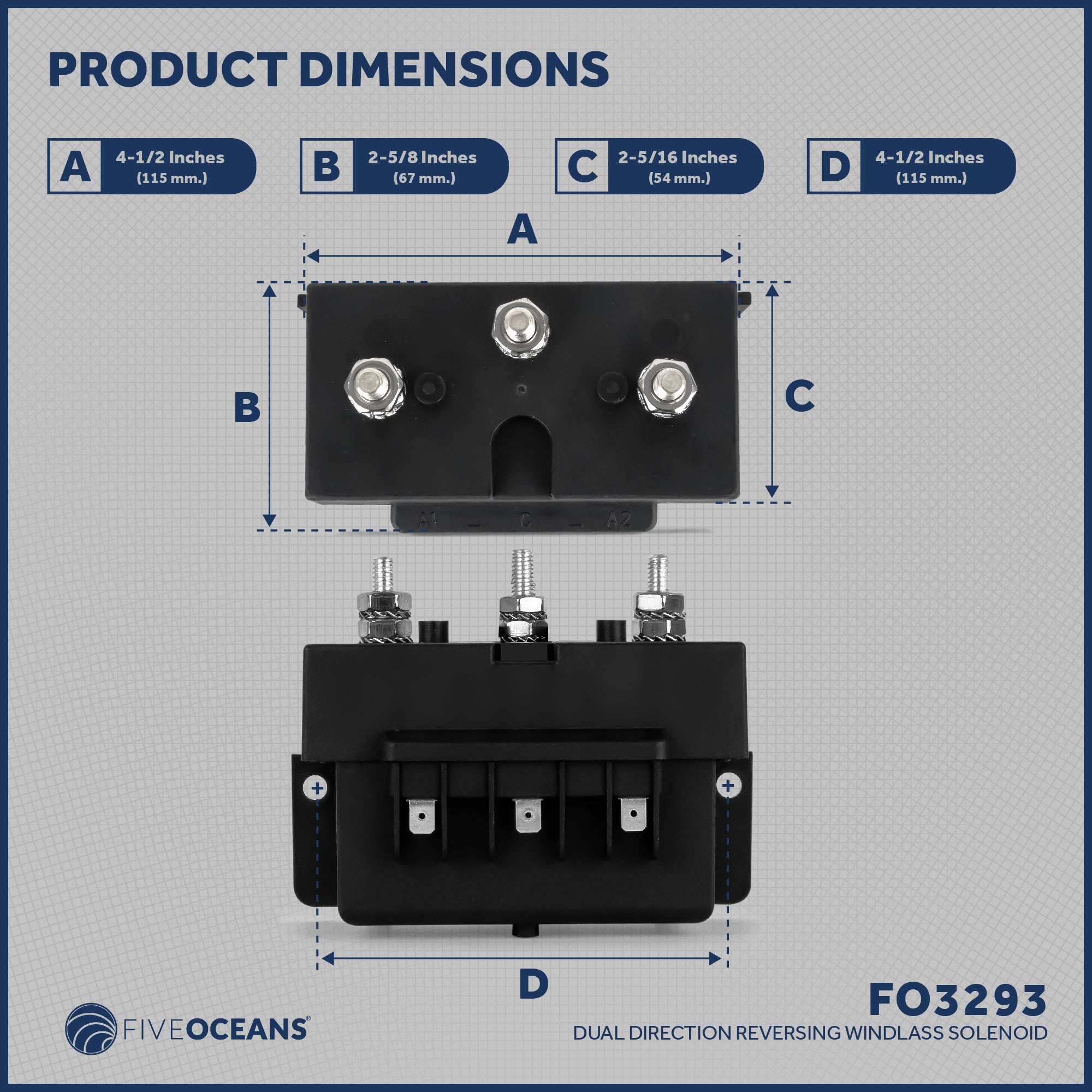 Windlass Solenoid, Control Box 3-Wire Motors, 12V, Up To 1500 Watts - FO3293