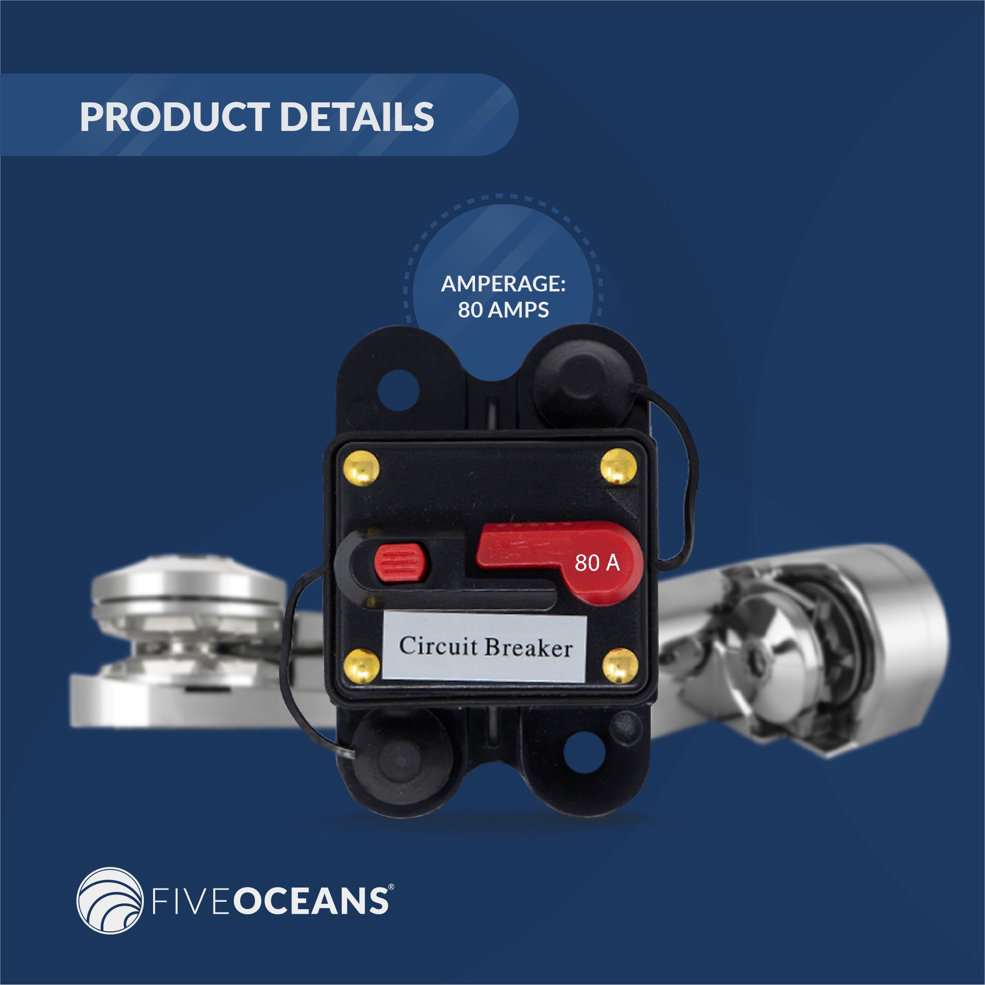 Windlass Circuit Breaker, 80 Amps, 12 V, Surface Mount - FO3294 - Five Oceans