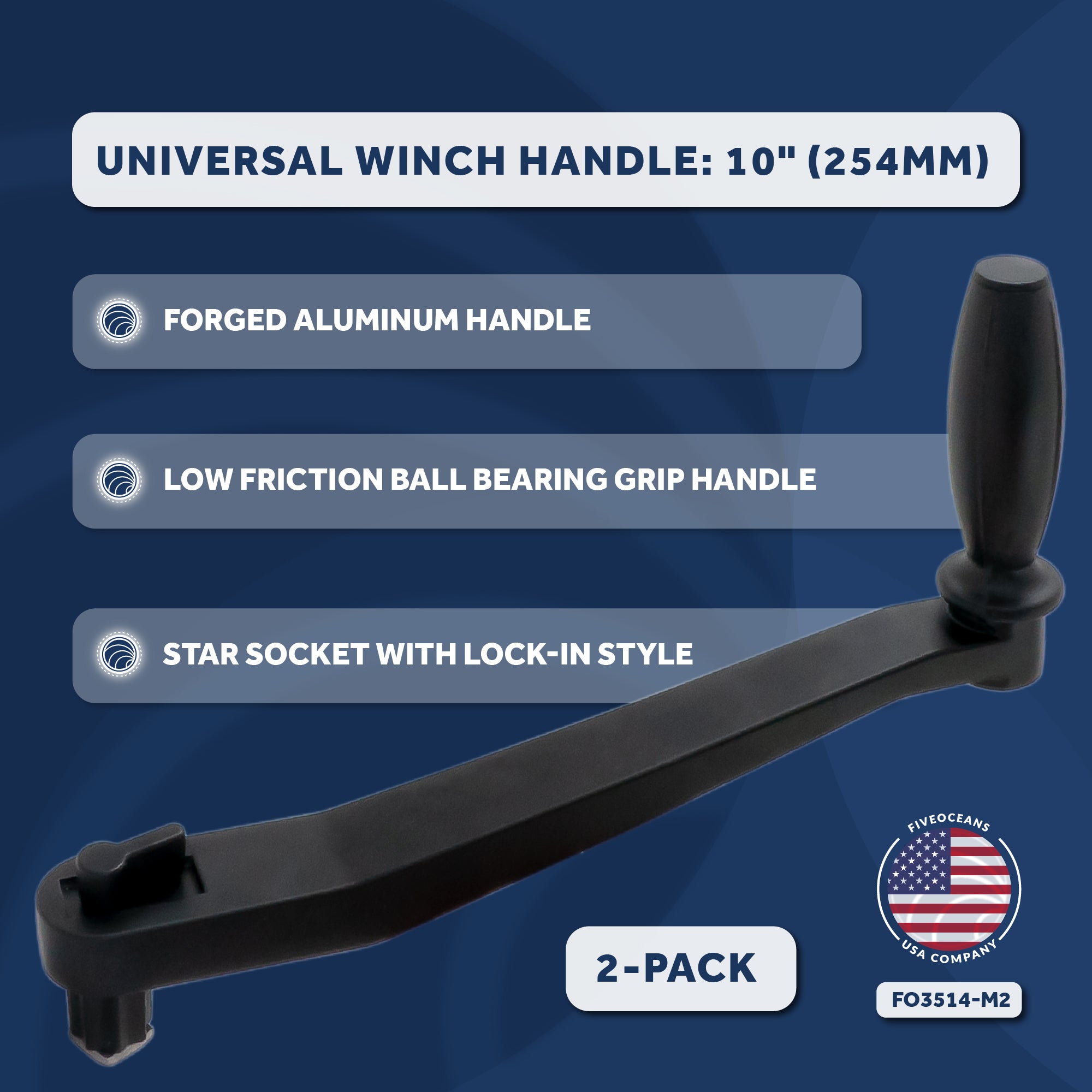 Universal Lock-in Style Winch Handle 10", 2-Pack - FO3514-M2