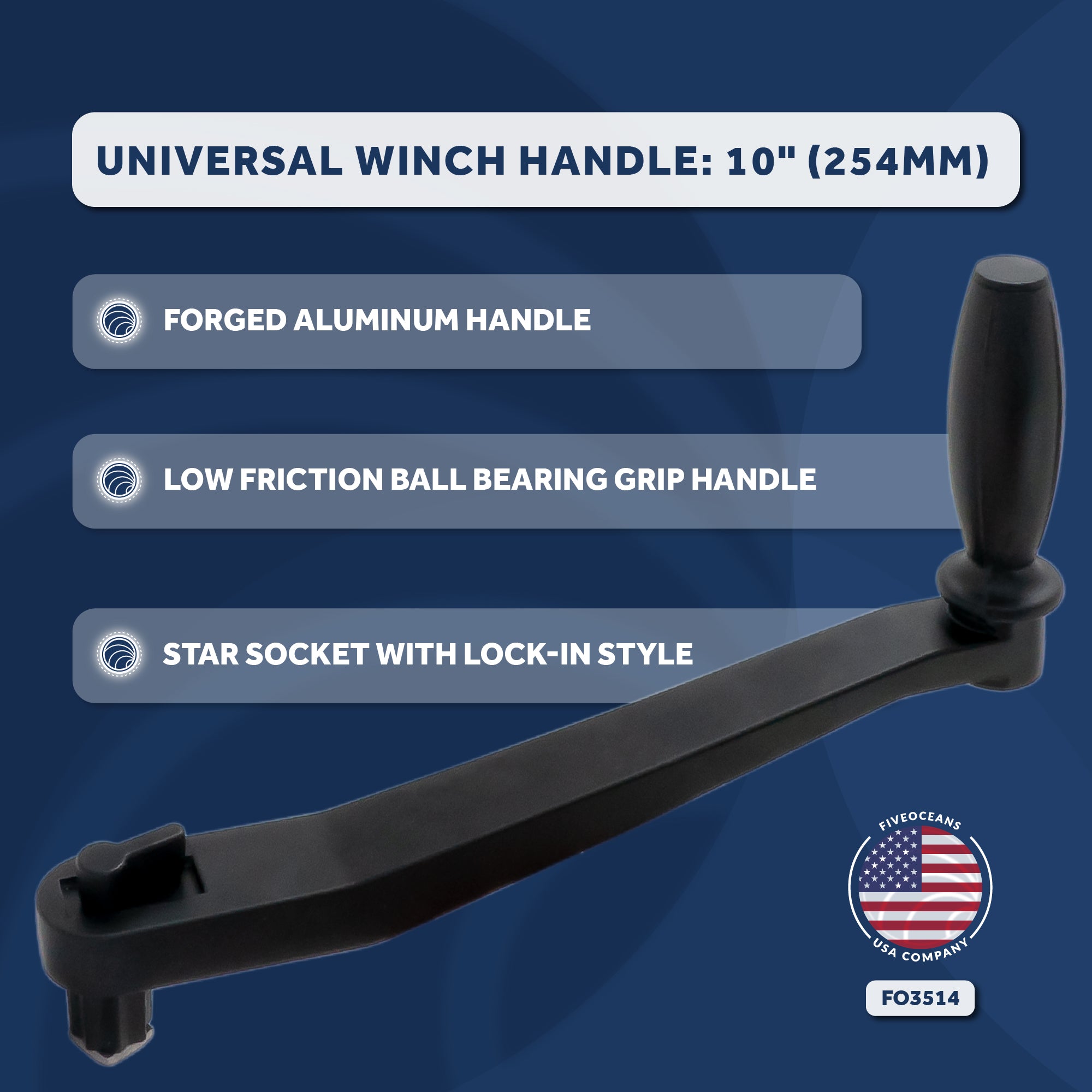 Universal Lock-in Style Winch Handle 10" - FO3514