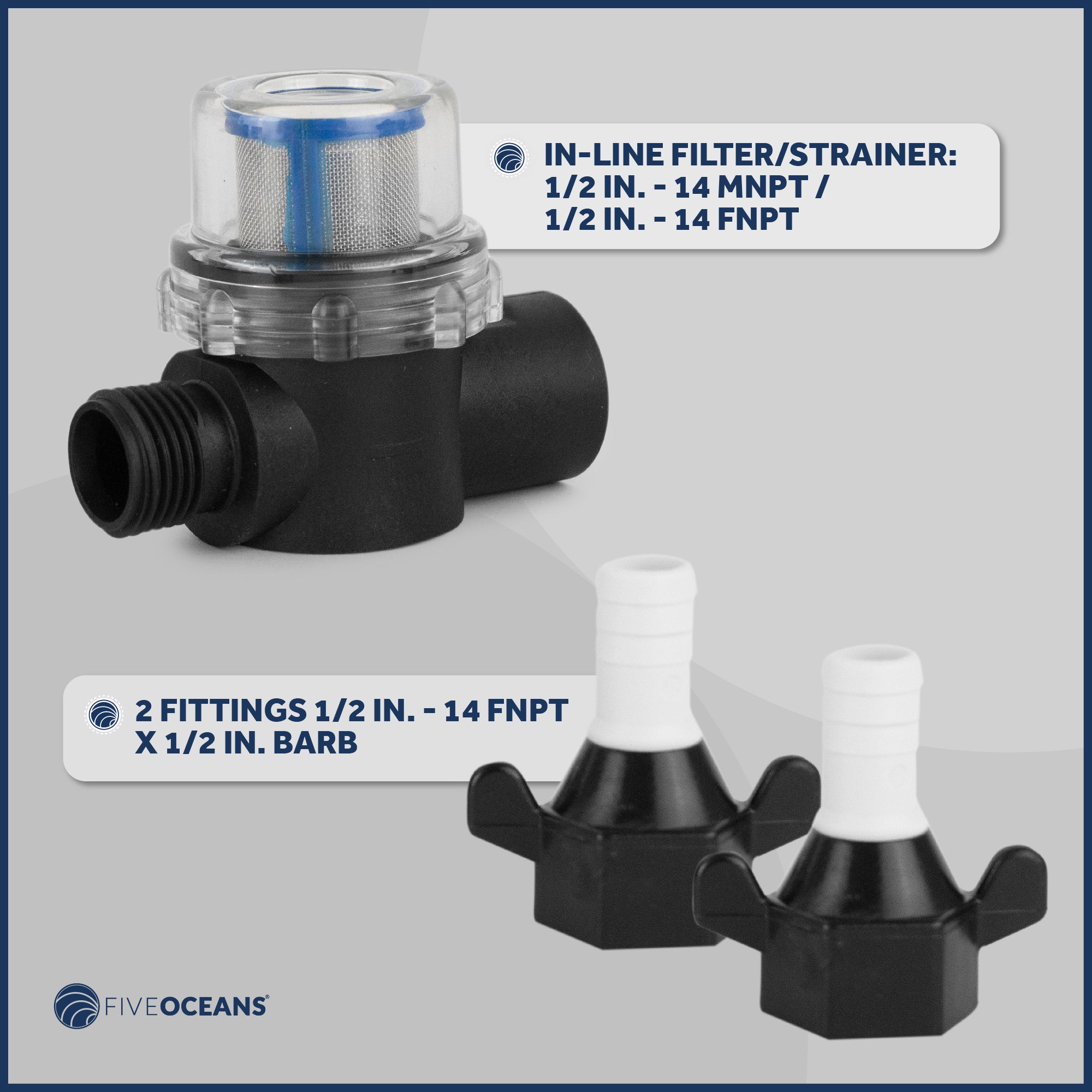 Automatic Diaphragm Water Pump, 3.0 GPM / 11.3 LPM, 45PSI, 12V DC - FO3605 - Five Oceans
