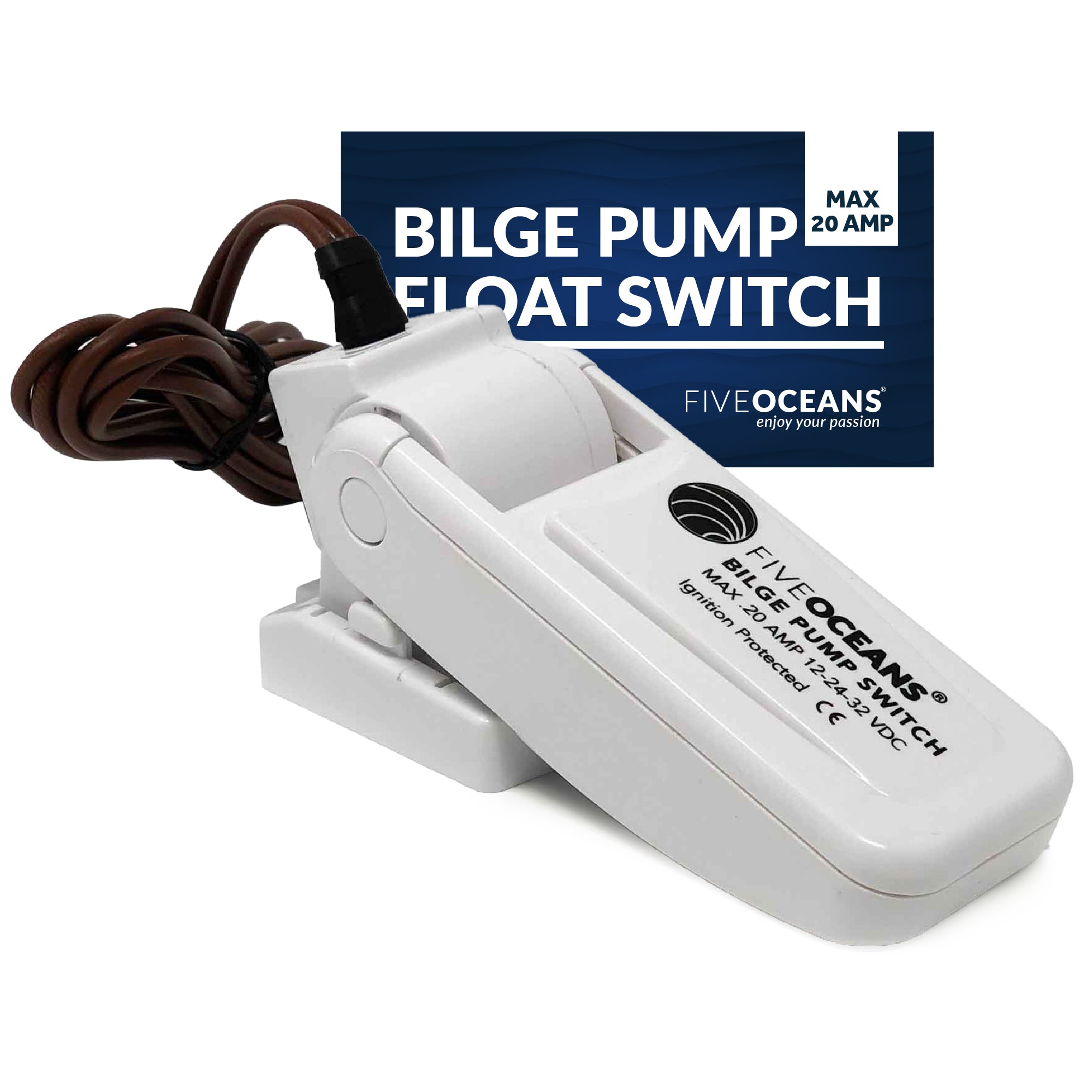 Bilge Pump Float Switch, 12-24-32 VDC, 20 Amps - FO3610