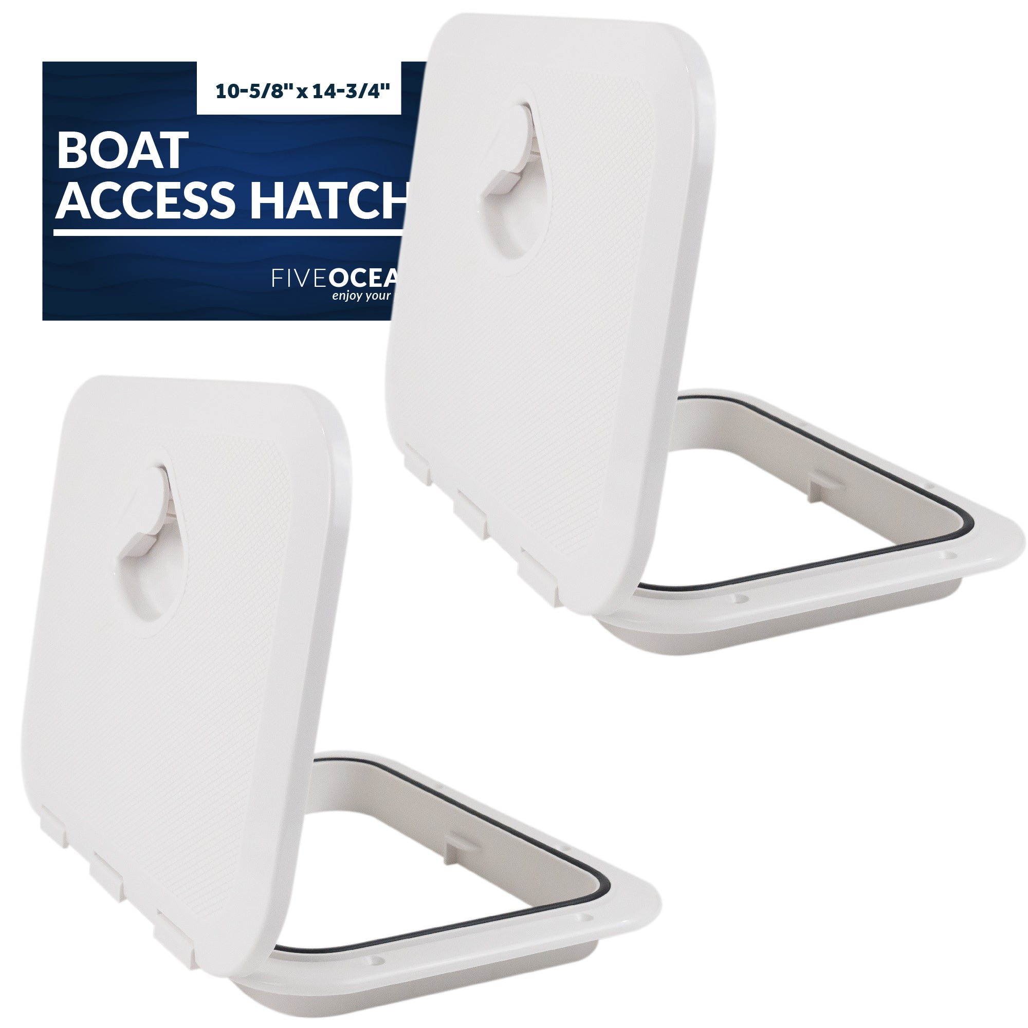 Boat Access Hatch 10-5/8" x 14-3/4" Recessed Handle Locking System, White, 2-Pack - FO3624-M2