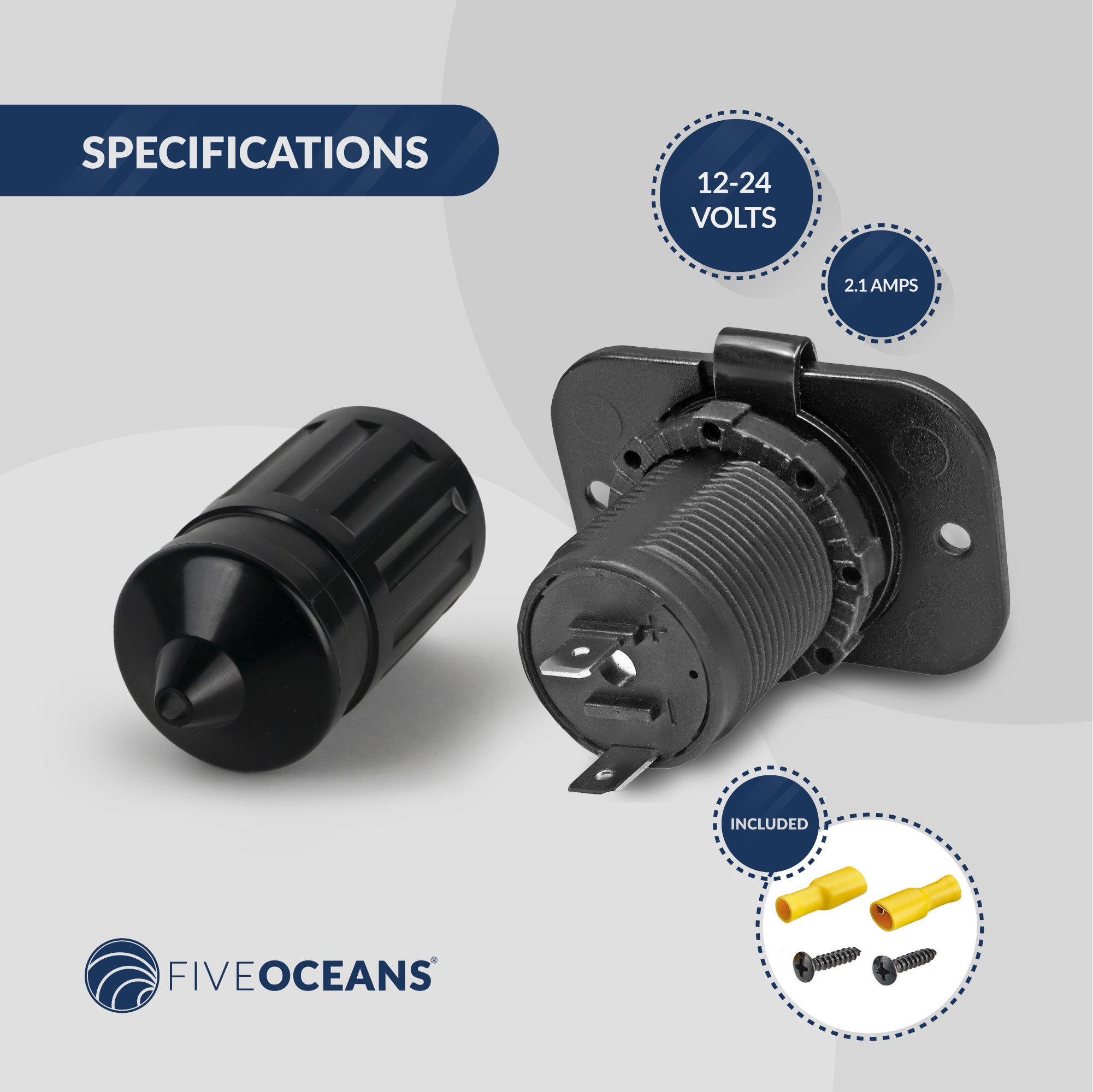 Dual Port USB Power Socket, 12 - 24 V - FO3656 - Five Oceans