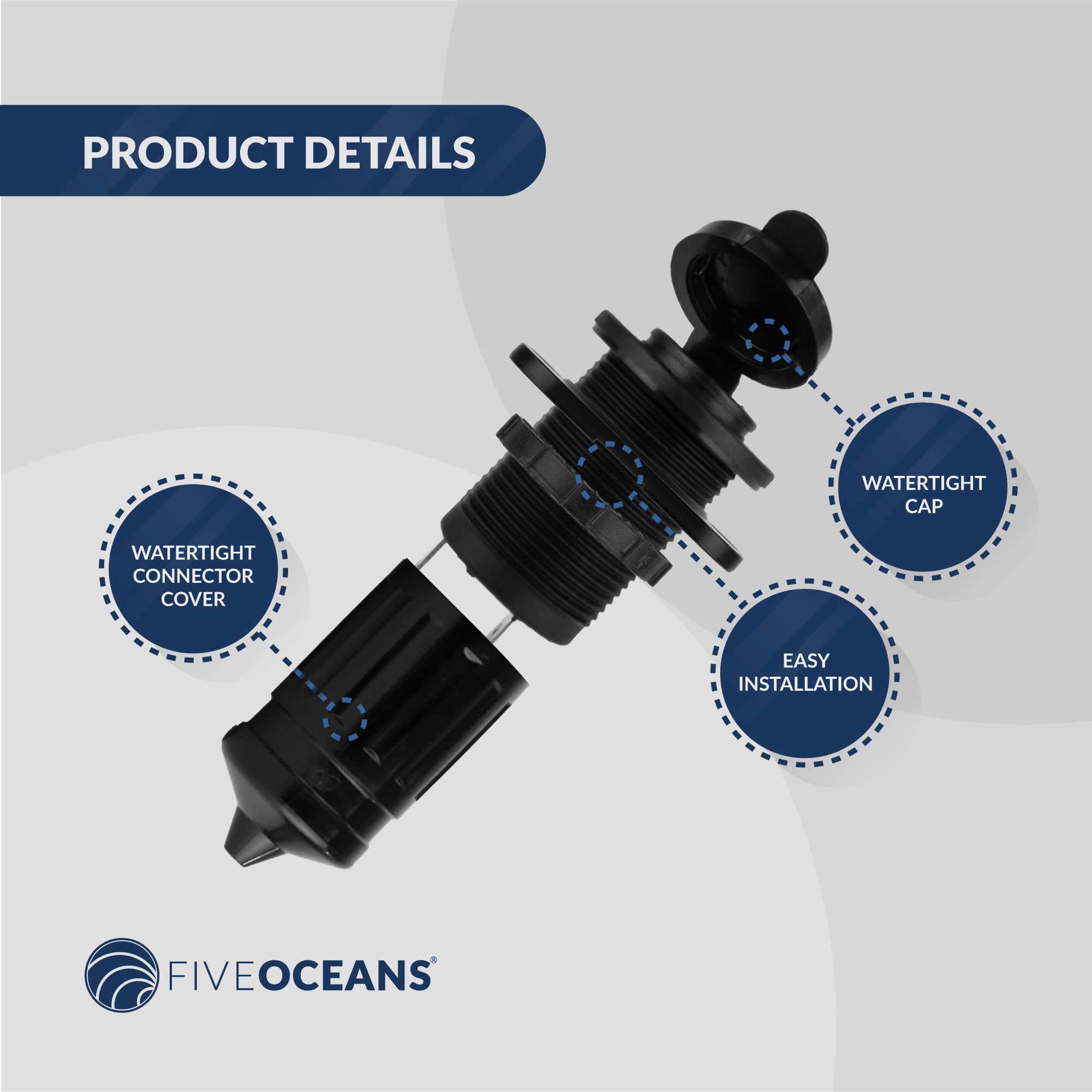 Dual Port USB Power Socket, 12 - 24 V - FO3656 - Five Oceans