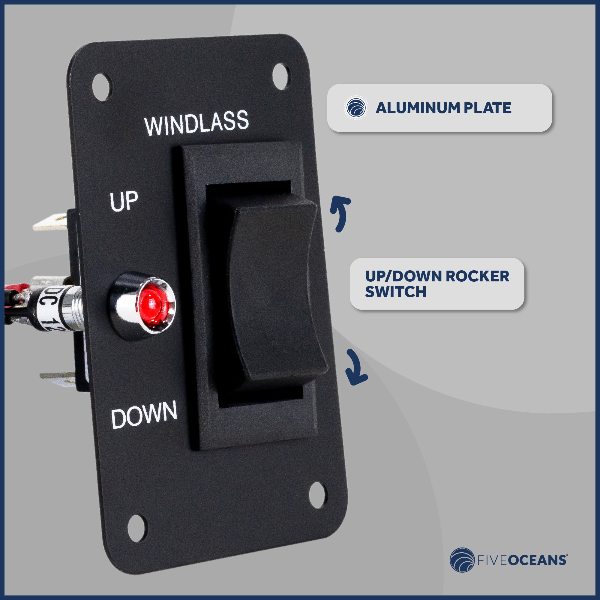 Anchor Windlass Rocker Switch Panel, 12V - FO3739