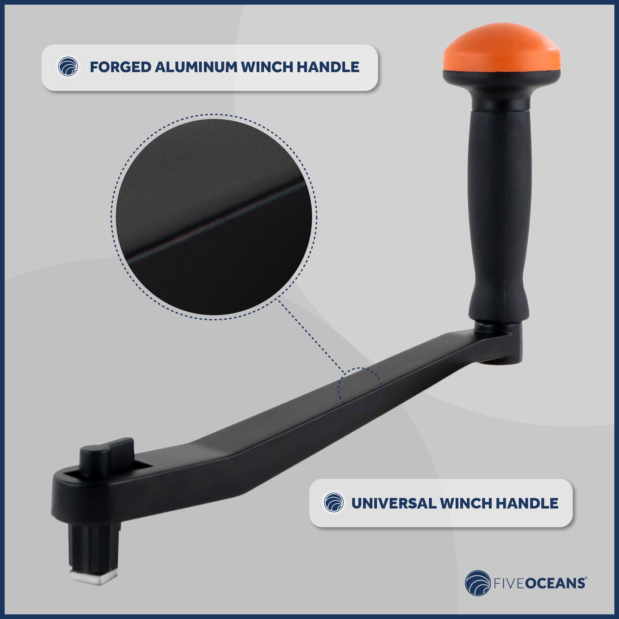 Universal Lock-in Style Winch Handle, 10" Black/Orange, 2-Pack - FO3743-M2