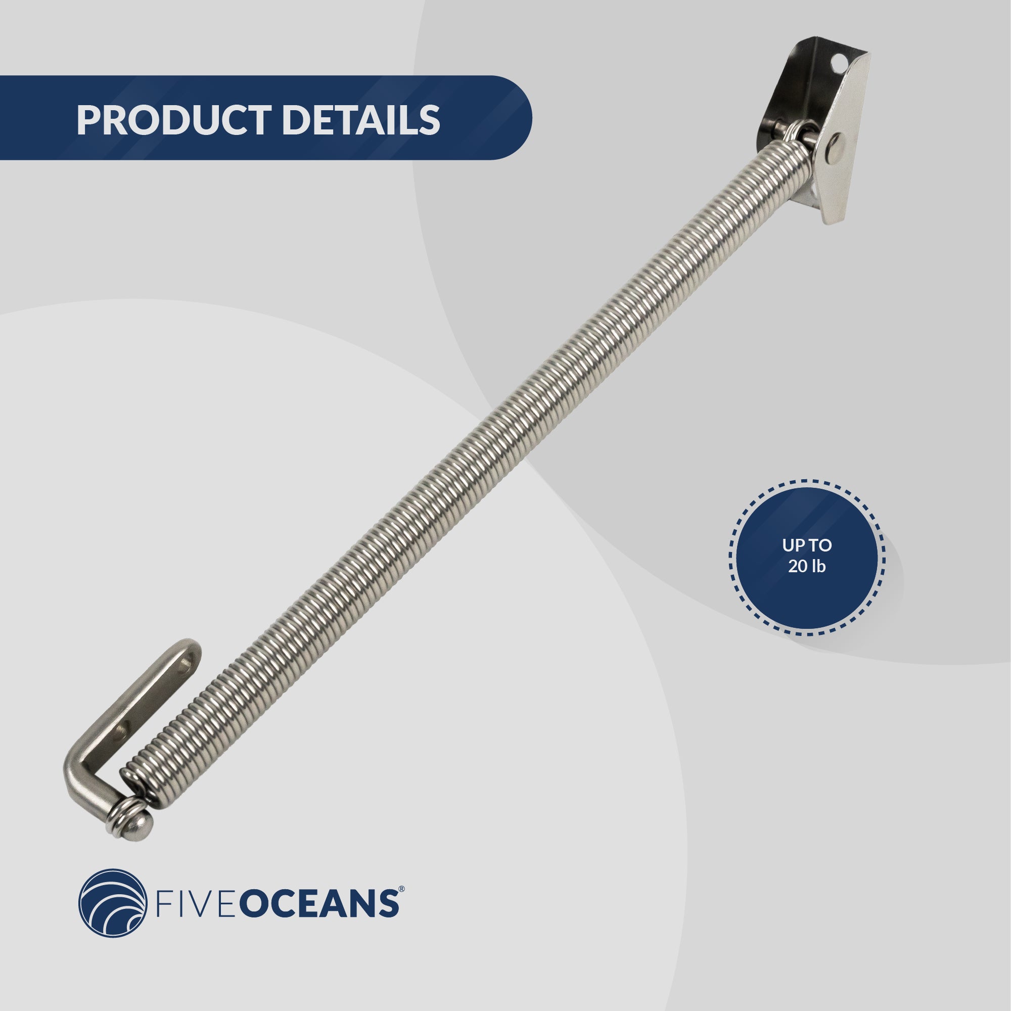 10" Hatch Lid Support Spring Holder, Stainless Steel - FO3805 - Five Oceans