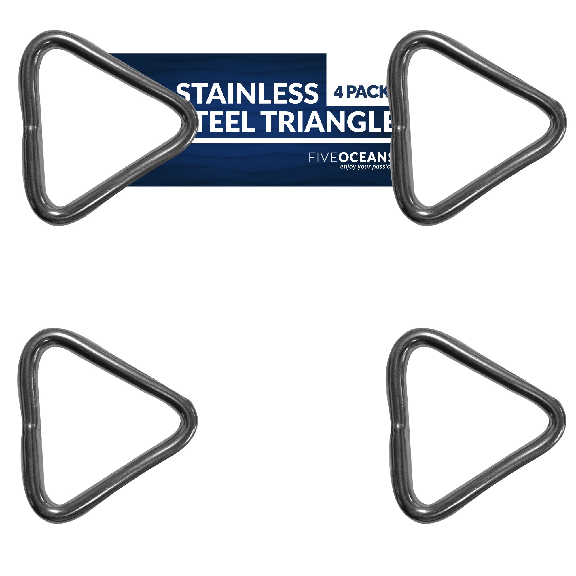 Stainless Steel Triangle, 1/4" x 2", 4-Pack - FO3808-M4 - Five Oceans