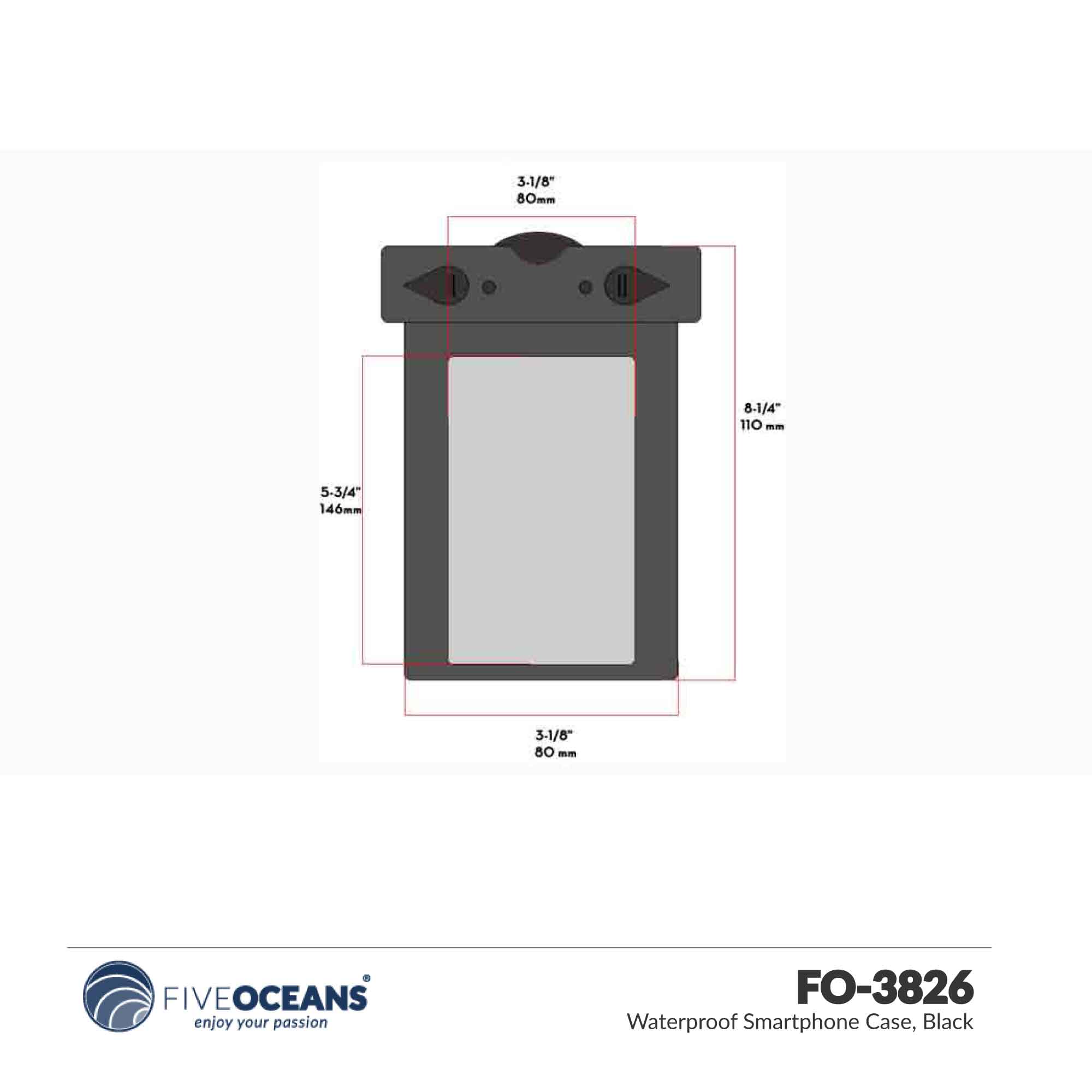 Waterproof Phone Case, Black - FO3826 - Five Oceans