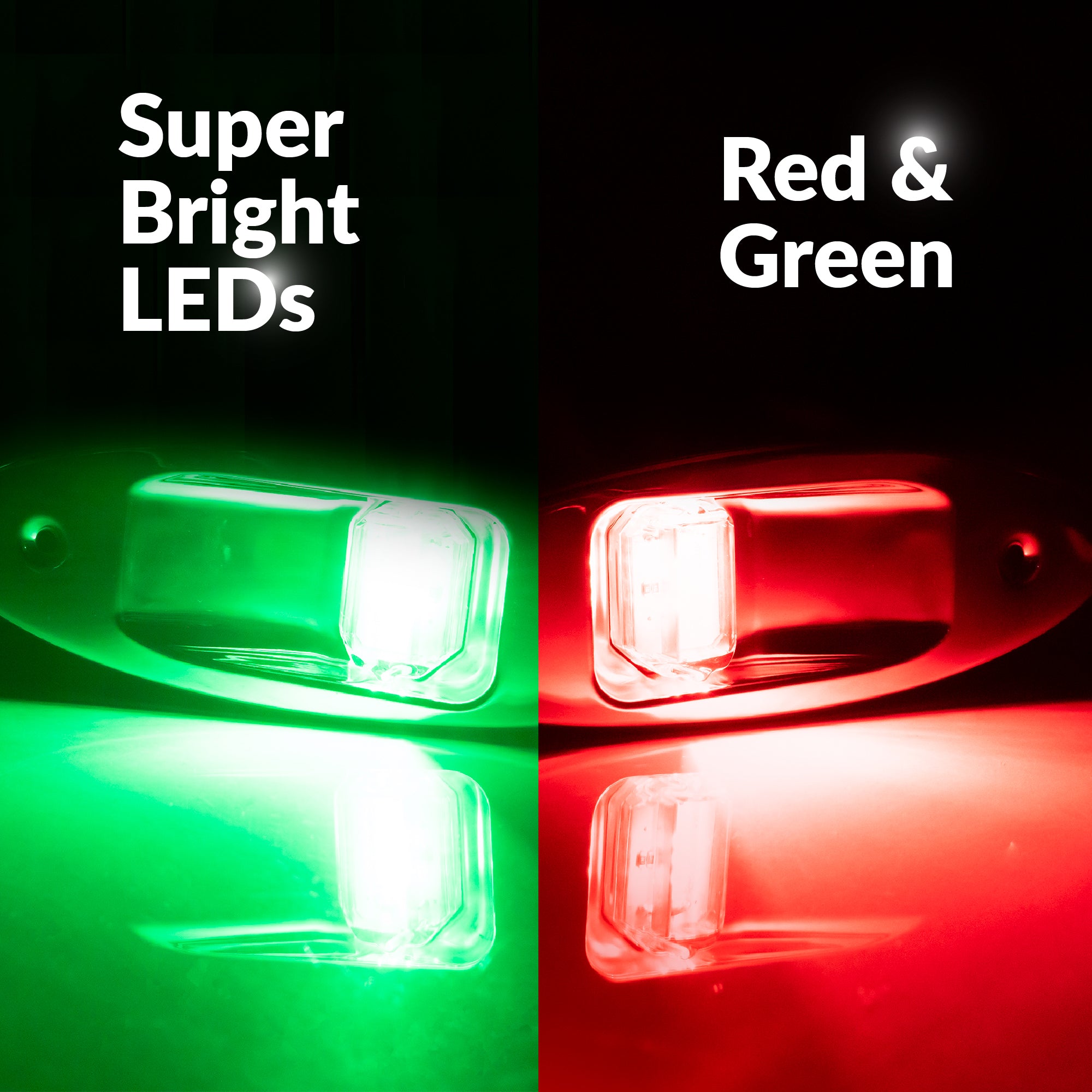 LED Bow Navigation Lights, 3NM, Flush Mount, Red/Green - FO3840