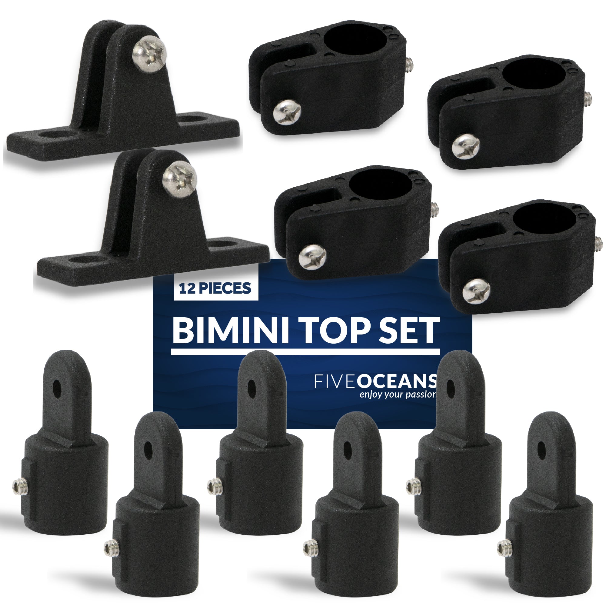 Black Plastic 12 Piece Bimini Top Set, 7/8 inches FO3847-C3