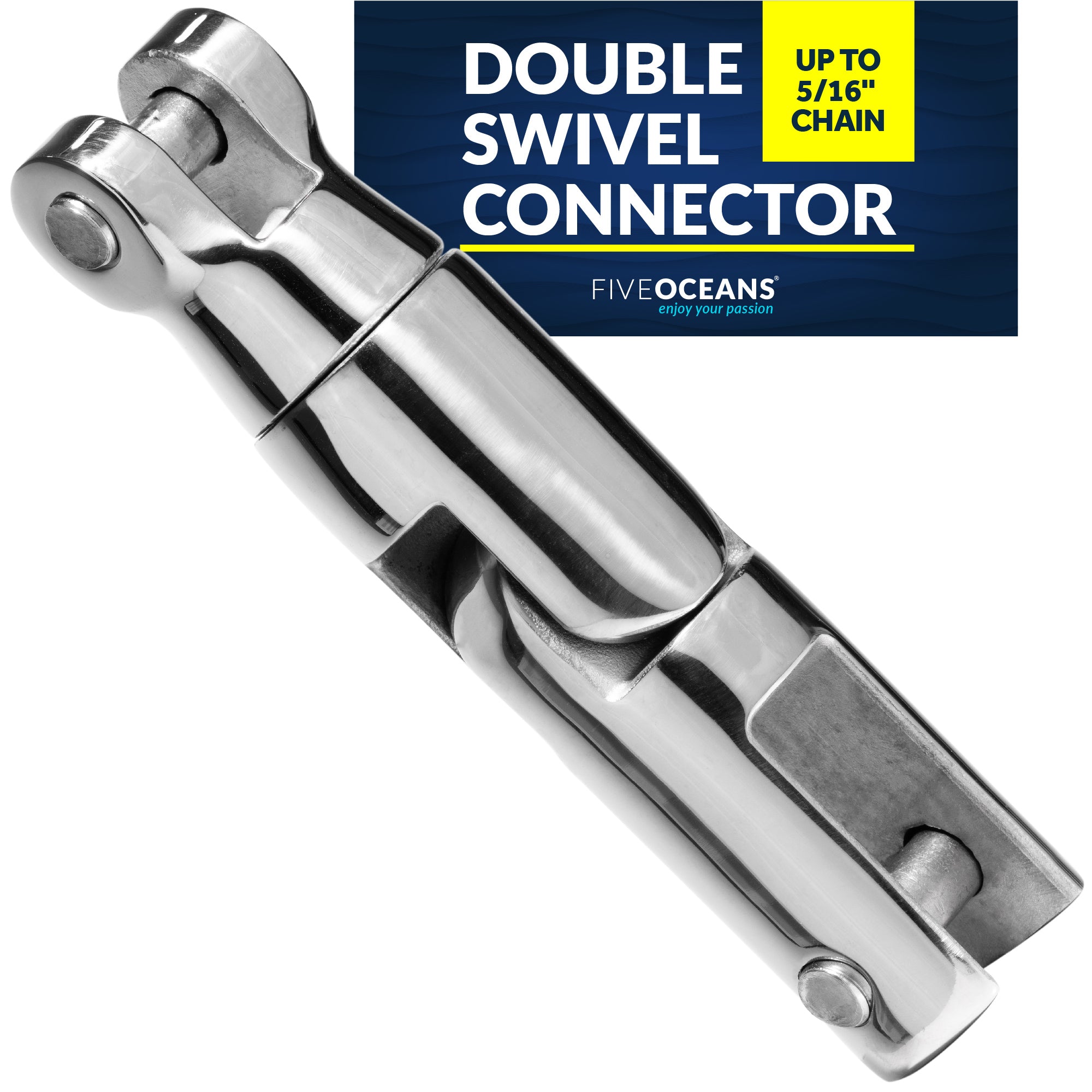 Multi-directional Anchor Double Swivel, Up to 5/16 in. Chain, AISI316 Stainless Steel FO-384 - Five Oceans