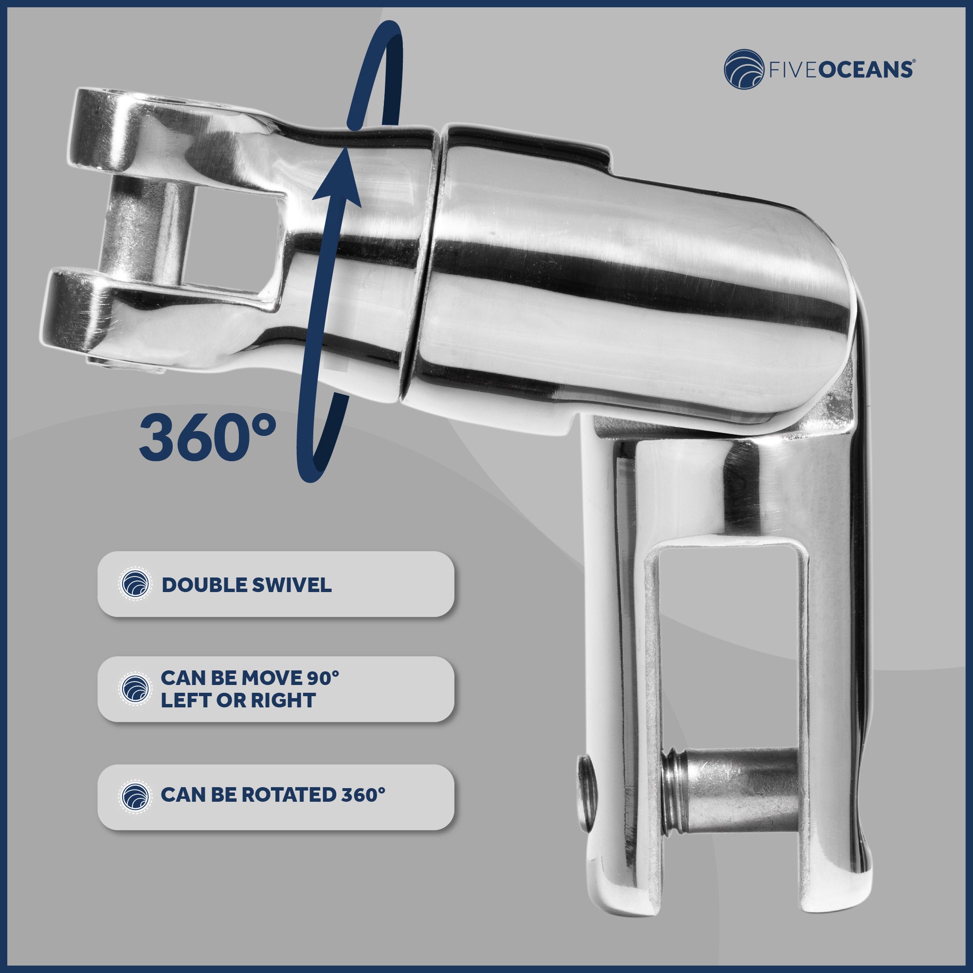 Multi-directional Anchor Double Swivel, Up to 5/16 in. Chain, AISI316 Stainless Steel FO-384 - Five Oceans
