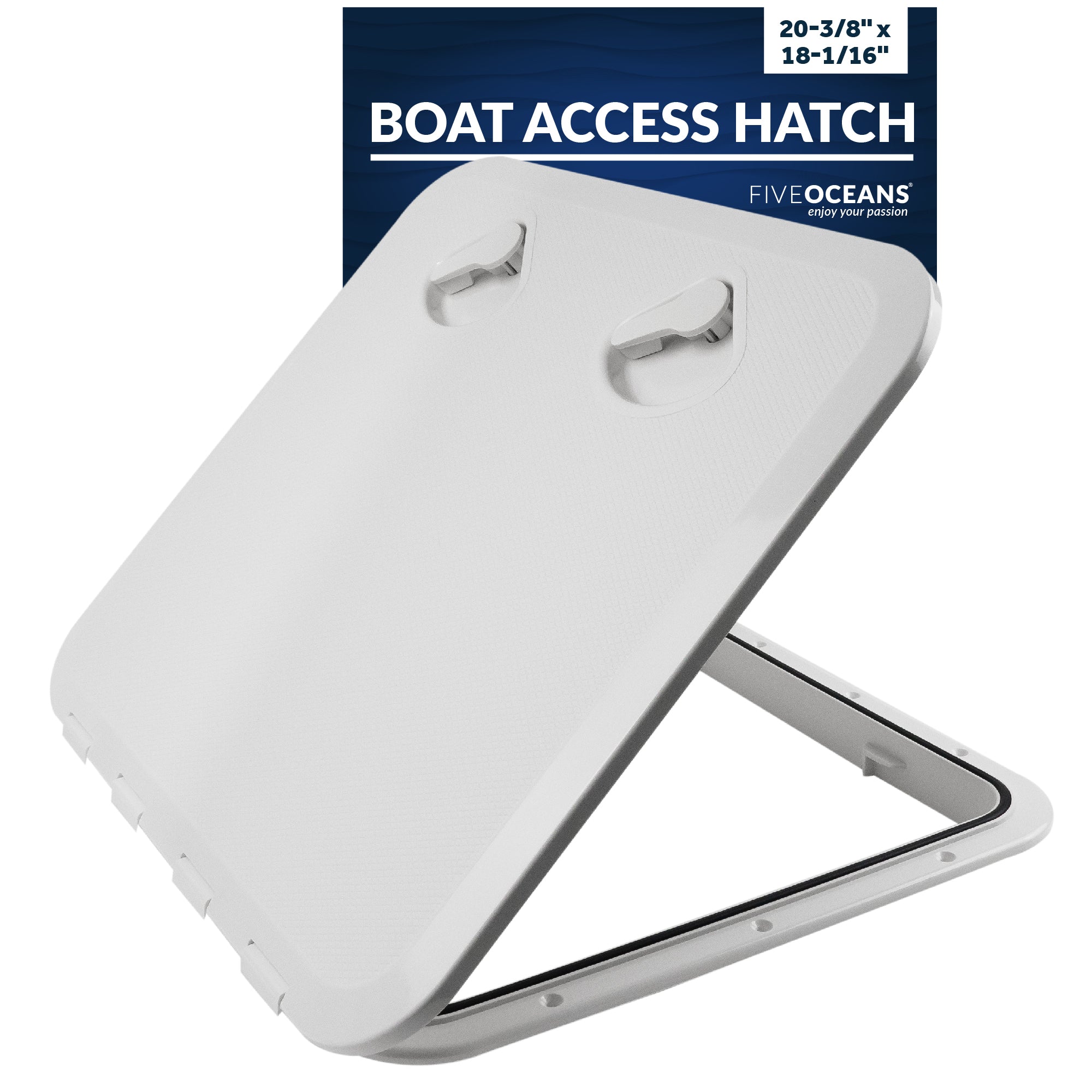 Boat Access Hatch, 20-3/8" x 18-1/16" Recessed Handle Locking System, White - FO3863