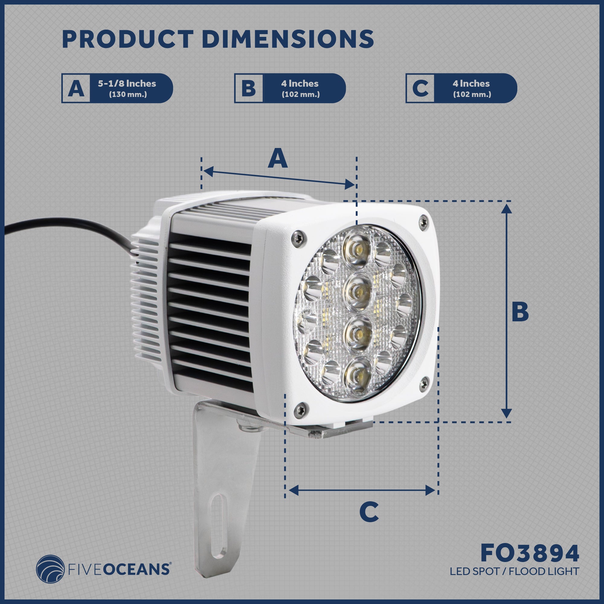 Spreader LED Flood Spotlight, 2300 Lumens, Cool White - FO3894 - Five Oceans