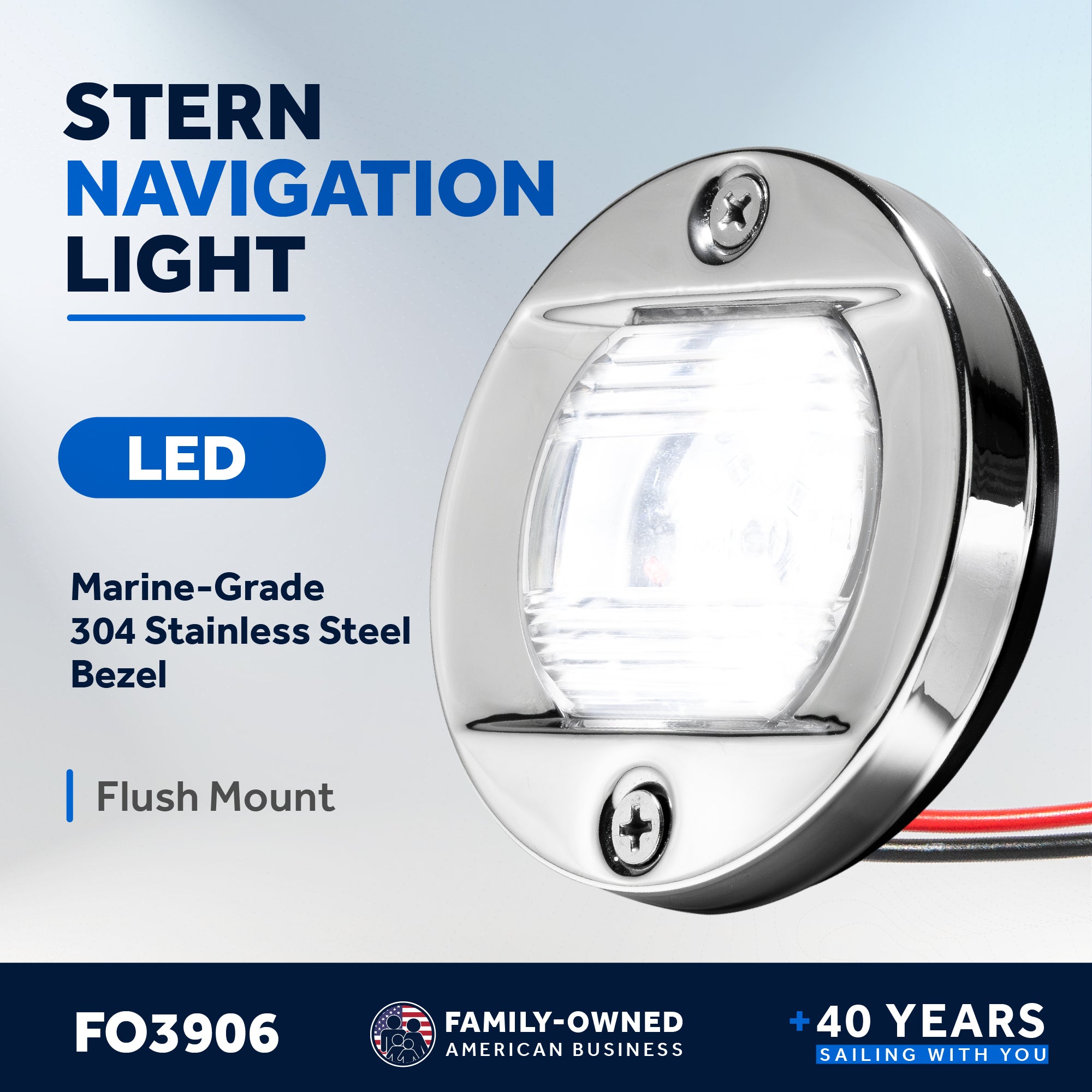 LED Courtesy Navigation Lights, Round Stainless Steel, Daylight - FO3906