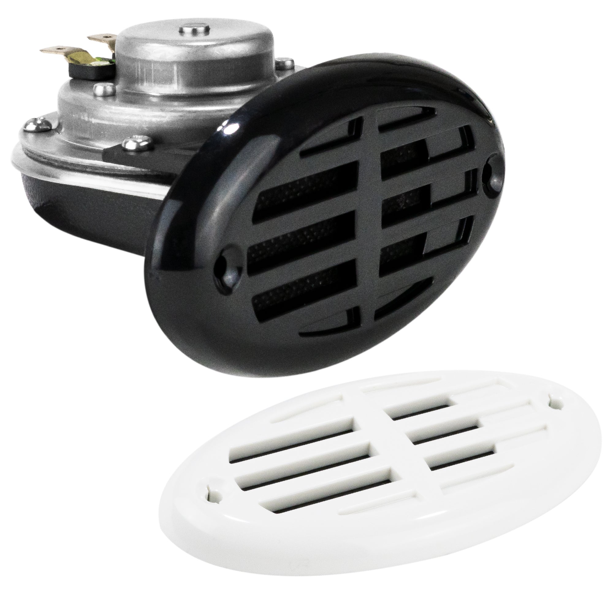 Drop-in Hidden Boat Horn with Black and White Grills, 12V - 110+5 dB -  FO3914