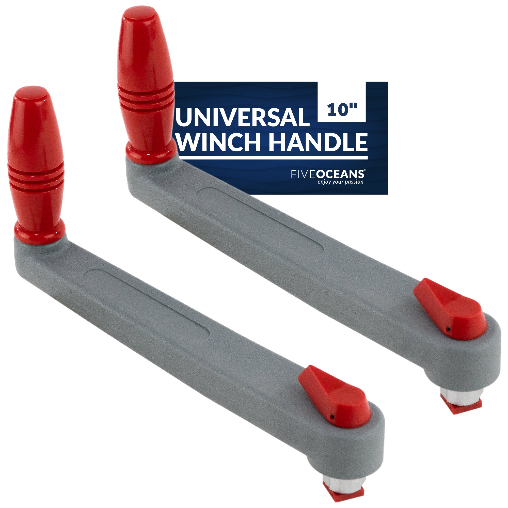 Universal Winch Handle, 10" Floating Lock-in Style, Grey/Red, 2-Pack - FO3924-M2