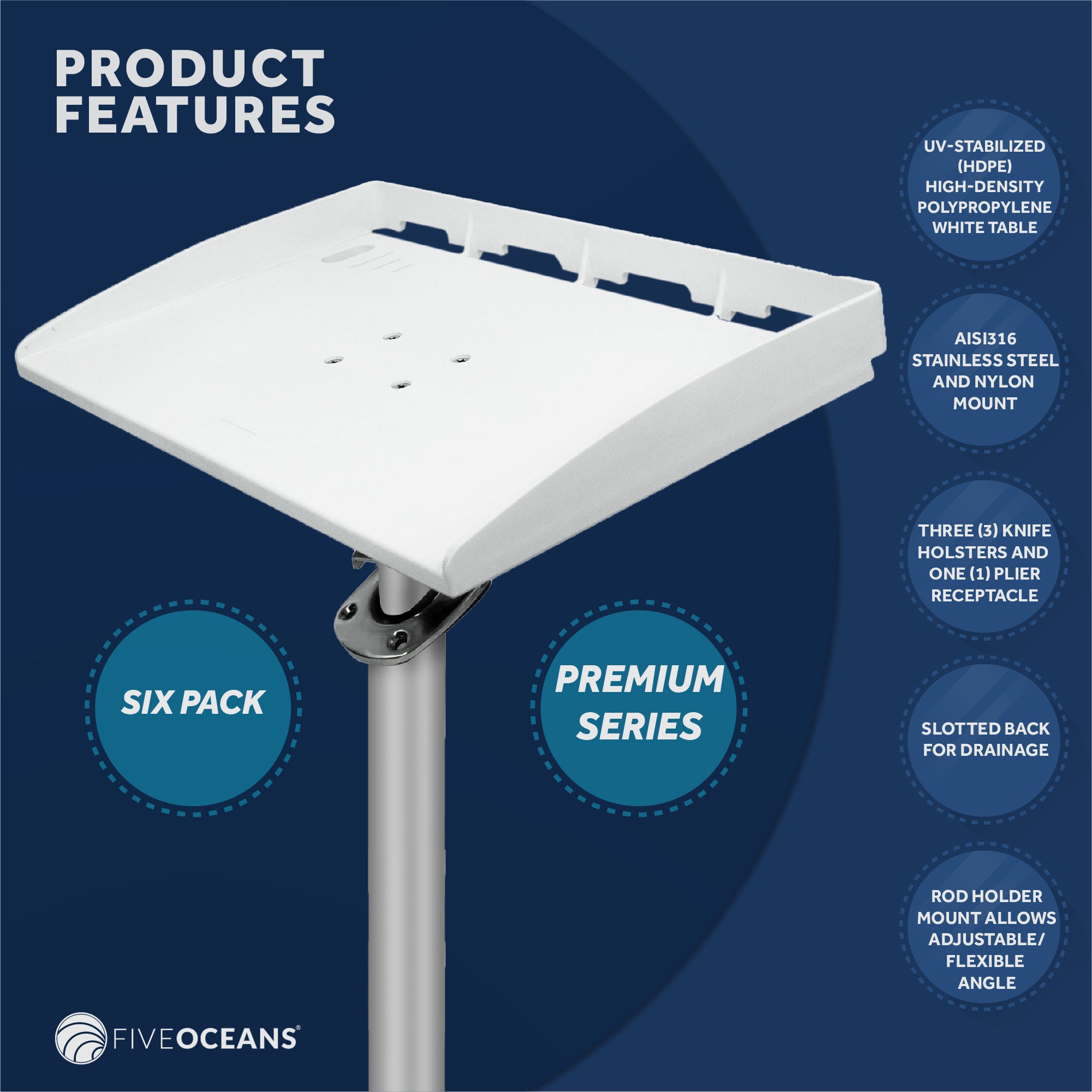 Premium Boat Cutting Board, Fillet Table, 6-Pack - FO3936-M6 - Five Oceans