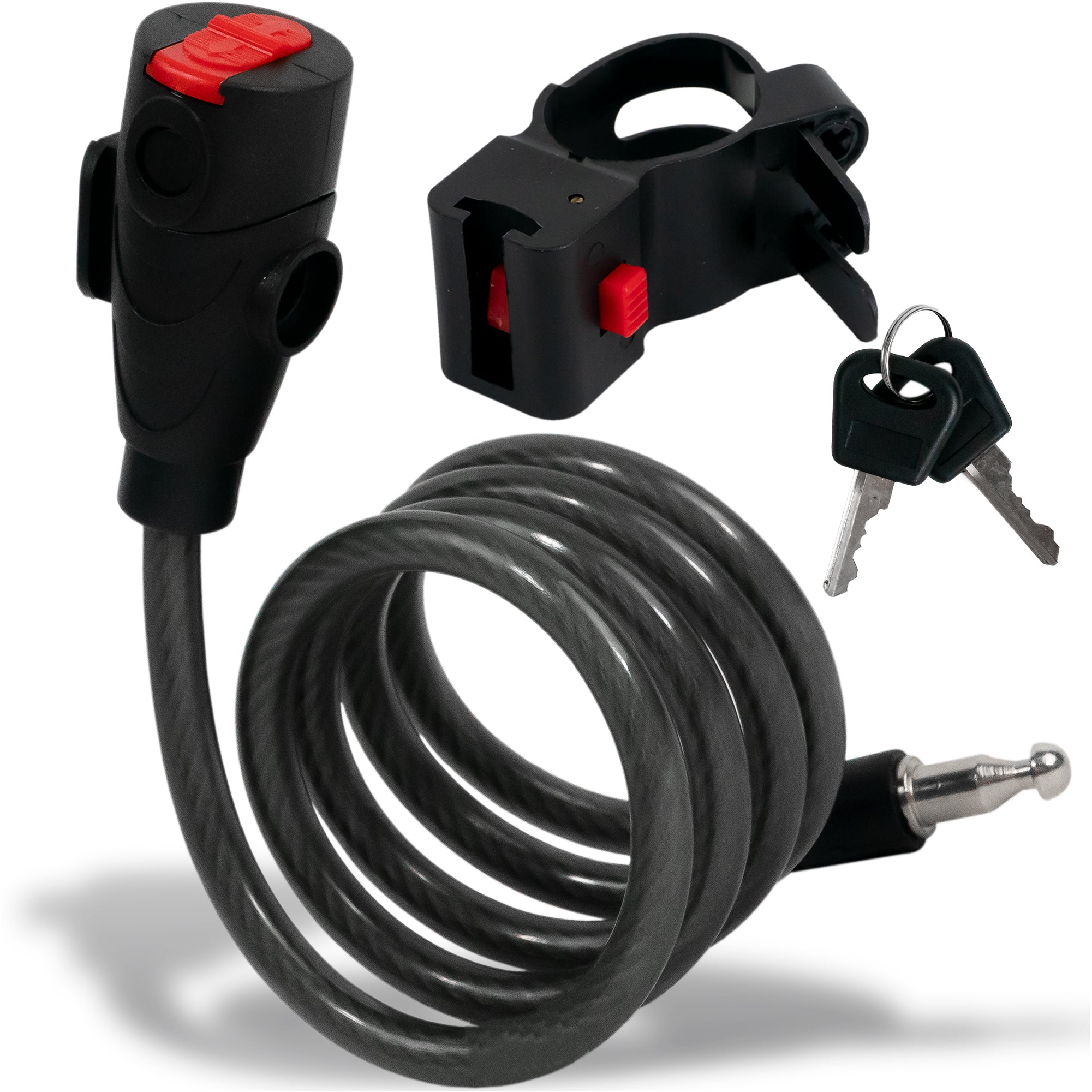 Bike Lock Cable, Keyed, with Mounting Bracket, 4' - FO3956 - Five Oceans