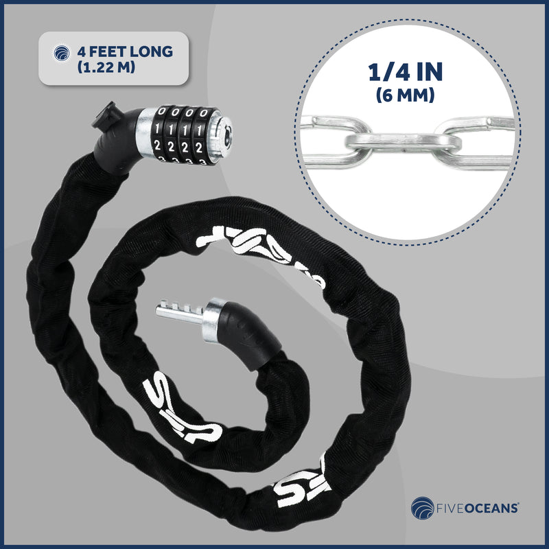 Bike Chain Lock, Combination Anti Theft, 4', 2-Pack - FO3958-M2 - Five Oceans