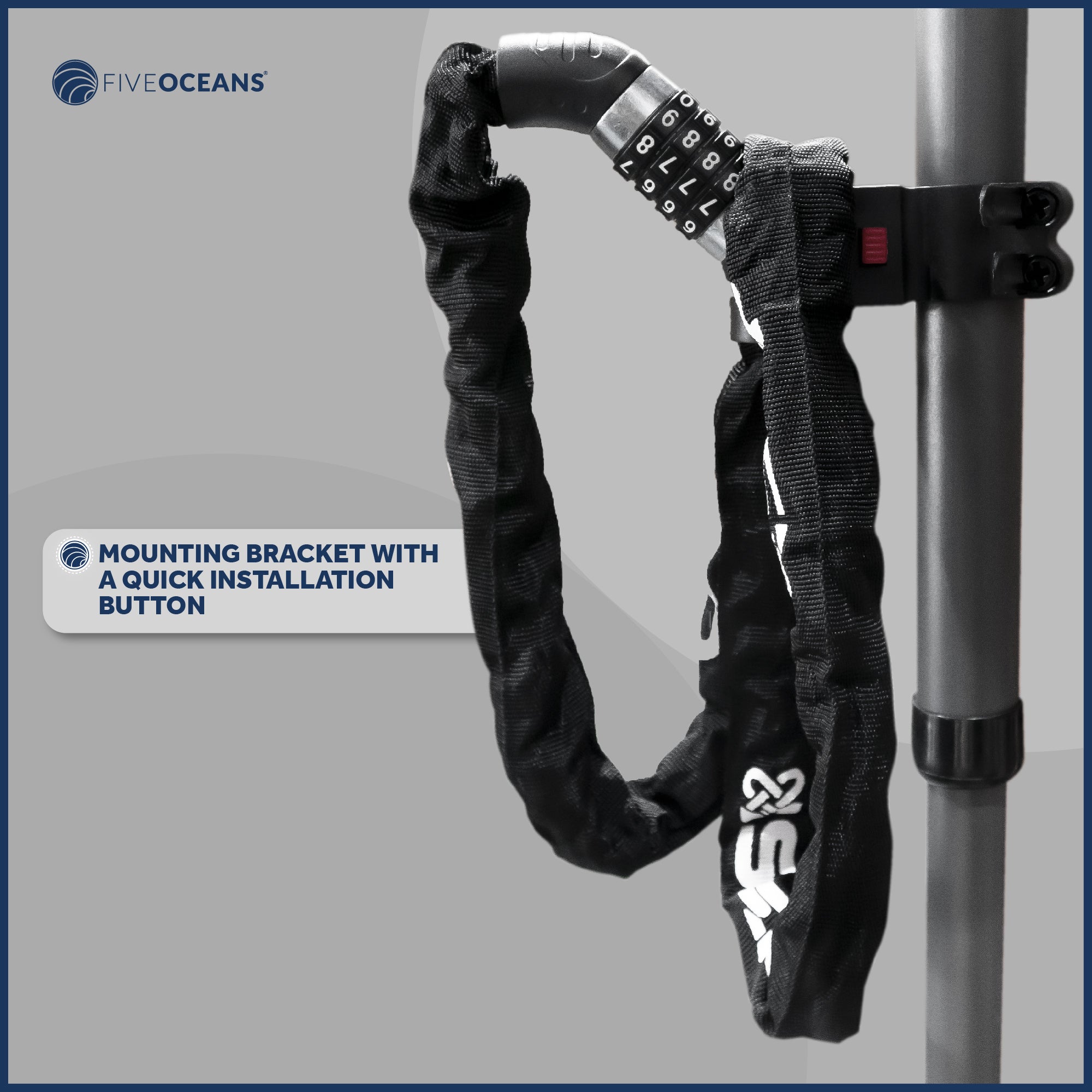Bike Chain Lock, Combination Anti Theft, 4' - FO3958 - Five Oceans