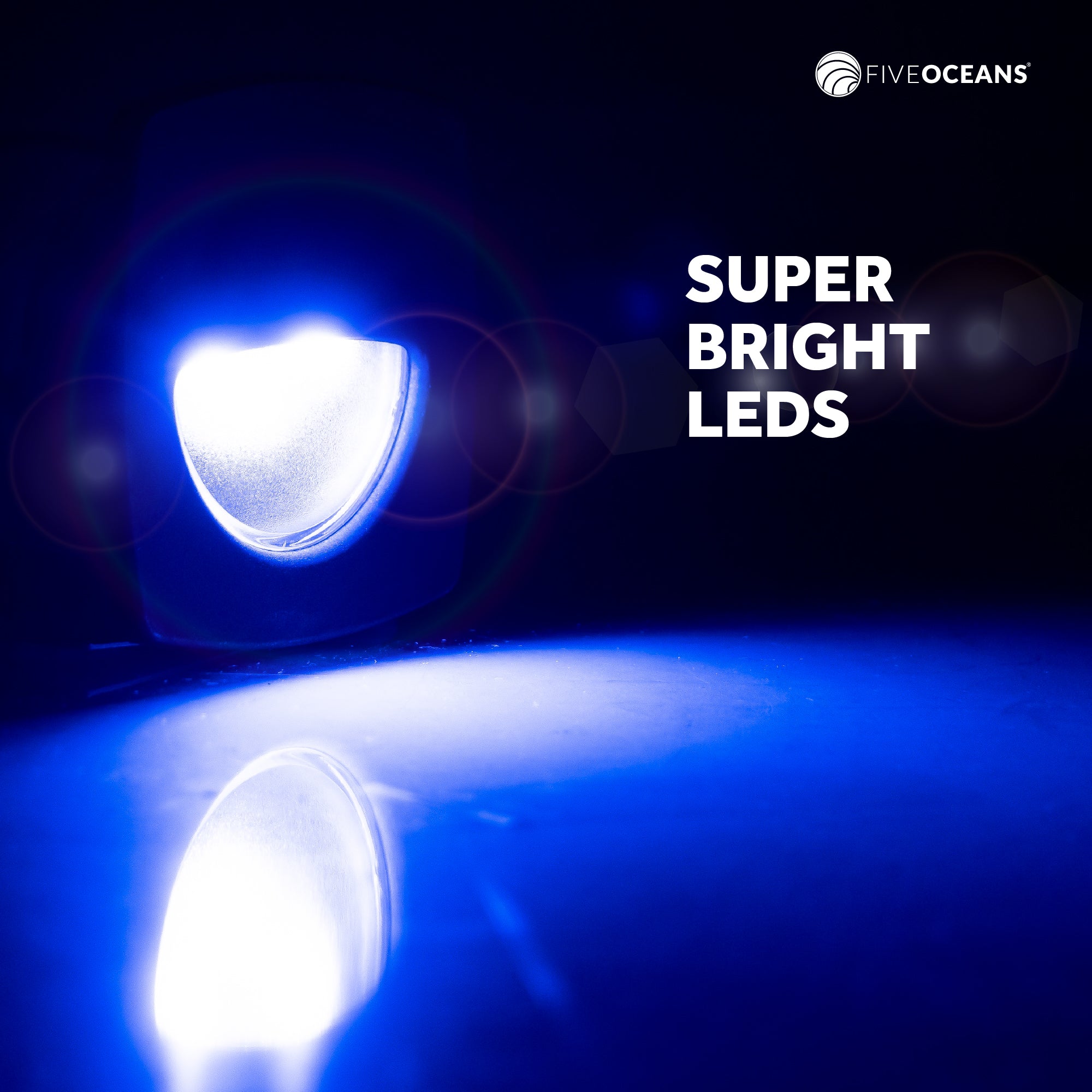 LED Courtesy Companion Way Light, Square, Blue light, 4-pack - FO4002-M4 - Five Oceans