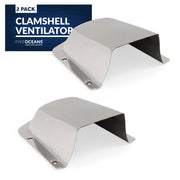 Extra Large Clamshell Ventilator & Wire Cable Pass-Thru Hole Cover, 6", Stainless Steel, 2-pack - FO4011-M2 - Five Oceans