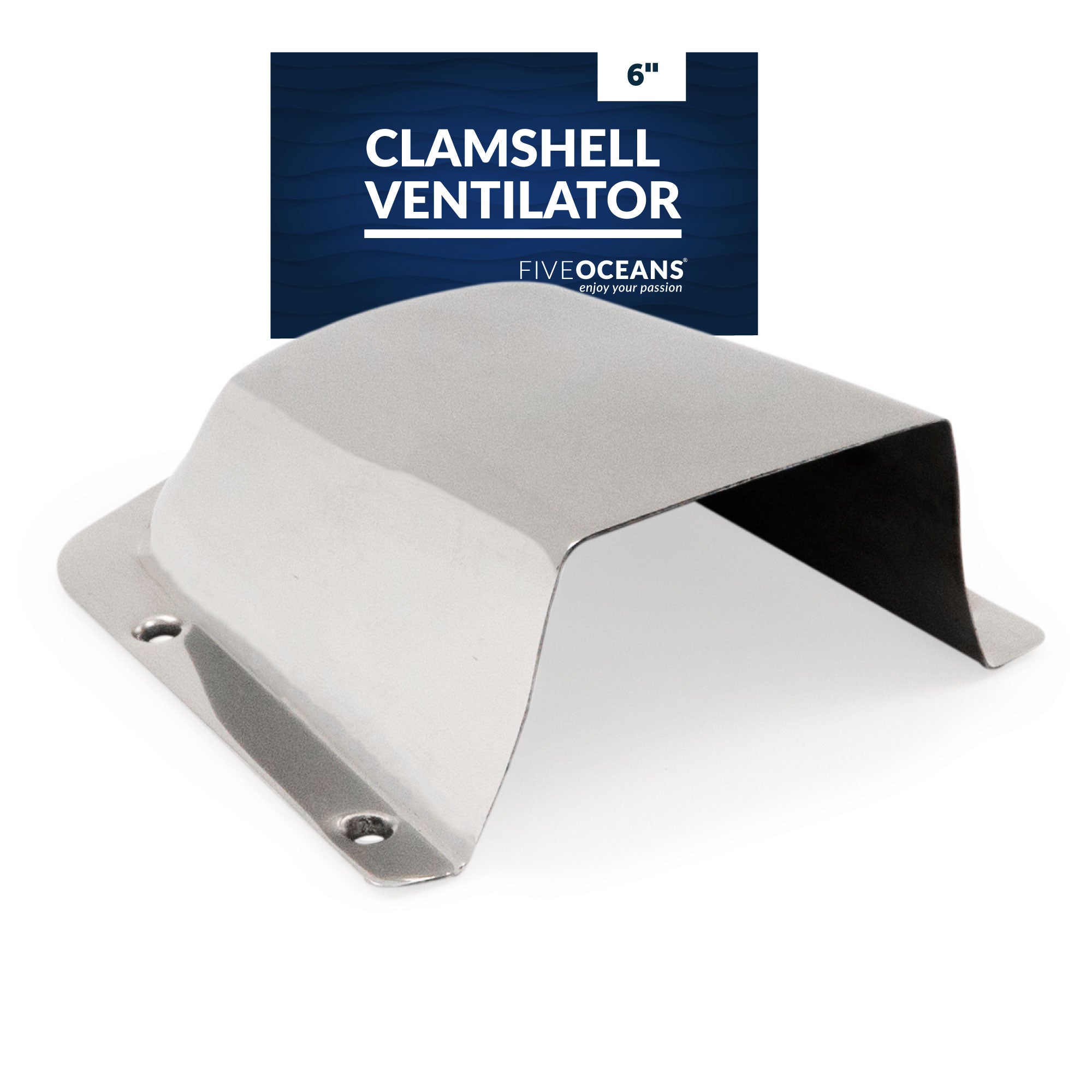 Clamshell Vent Cover, Base 6-Inch L x 4-1/2-Inch W, Stainless Steel - FO4011 - Five Oceans