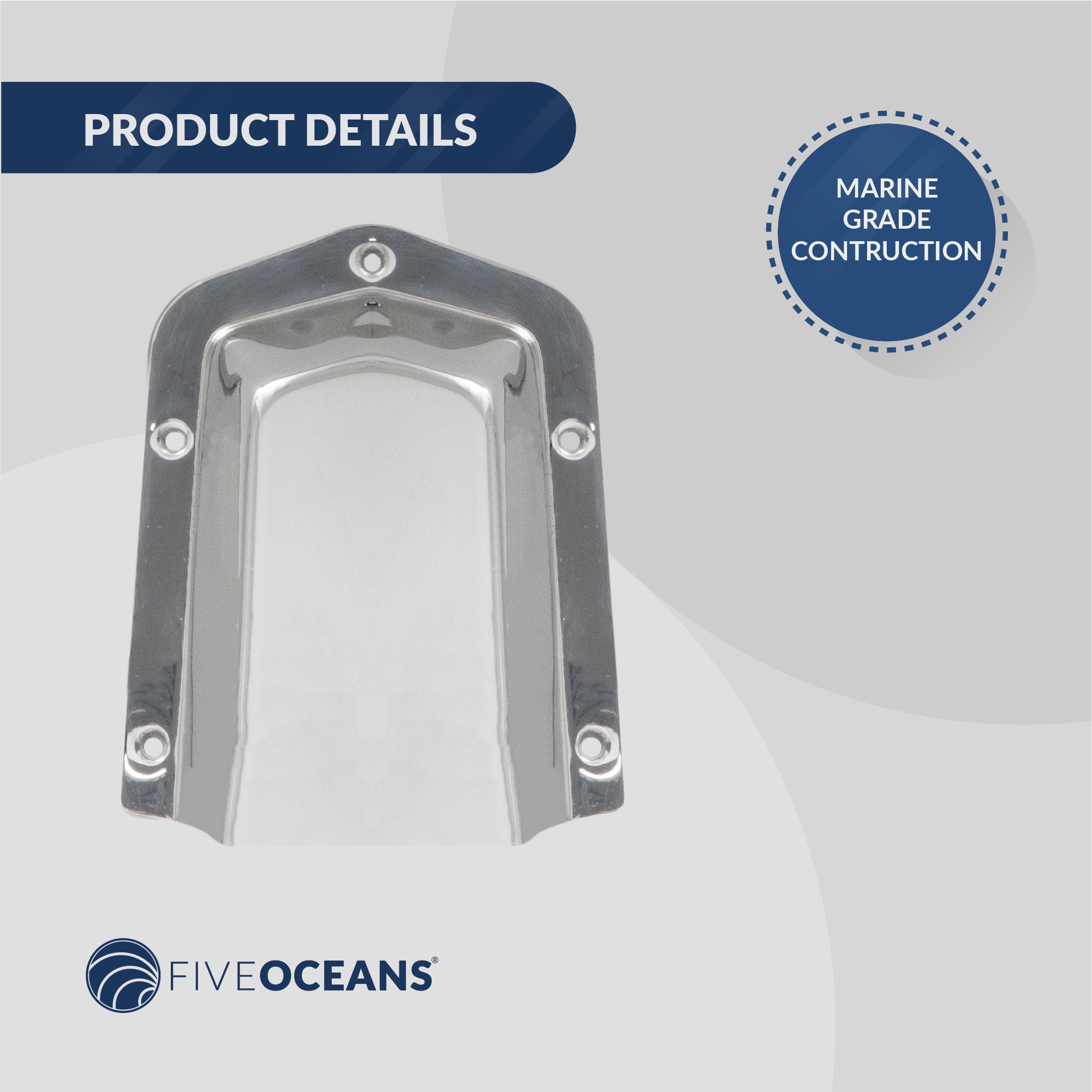 Clamshell Vent Cover, Base 6-Inch L x 4-1/2-Inch W, Stainless Steel - FO4011 - Five Oceans