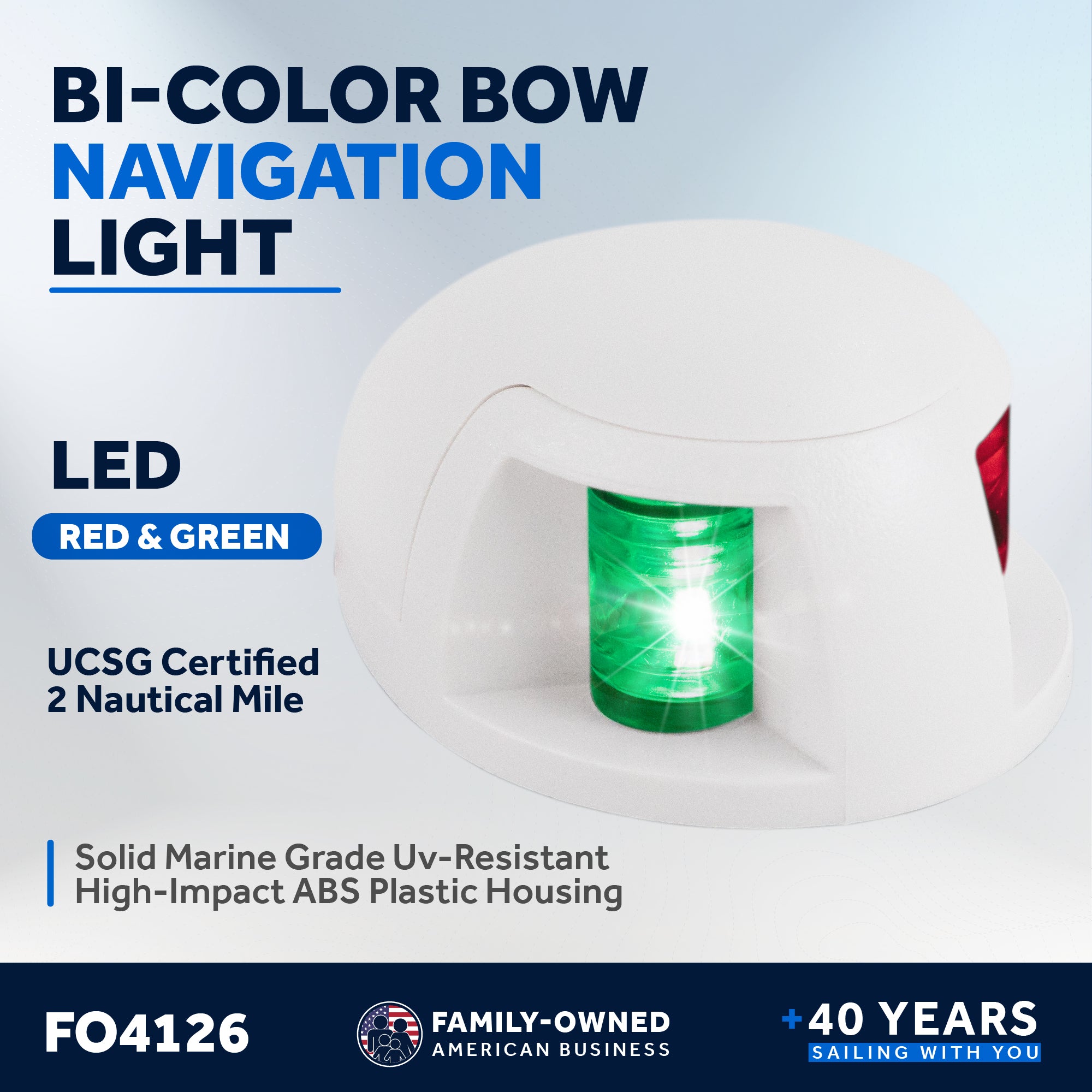 LED Bi-Color Bow Navigation Light, Horizontal Mount, 2NM - FO4126