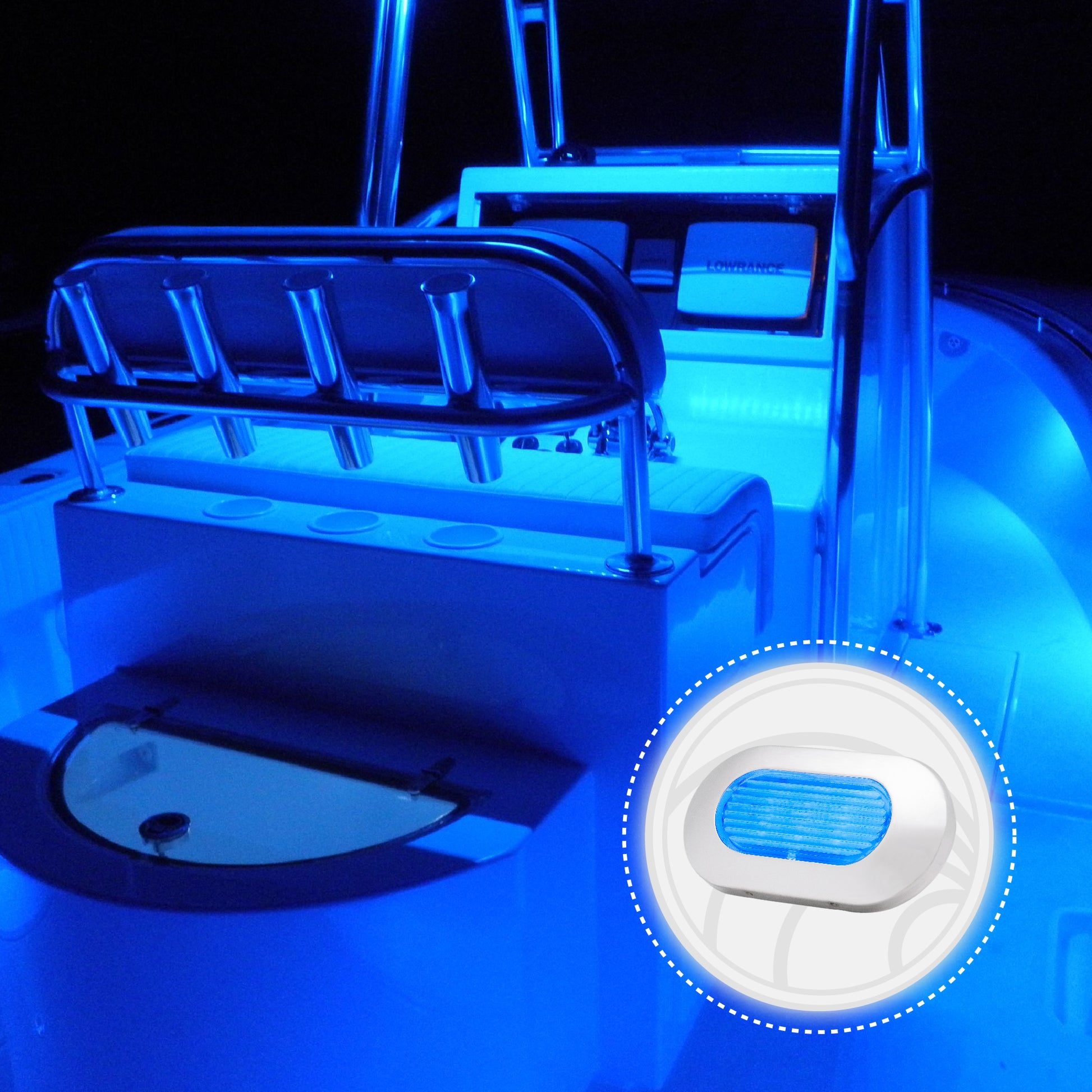 Blue LED Courtesy Light, Stainless Steel - FO4138-M2 - Five Oceans