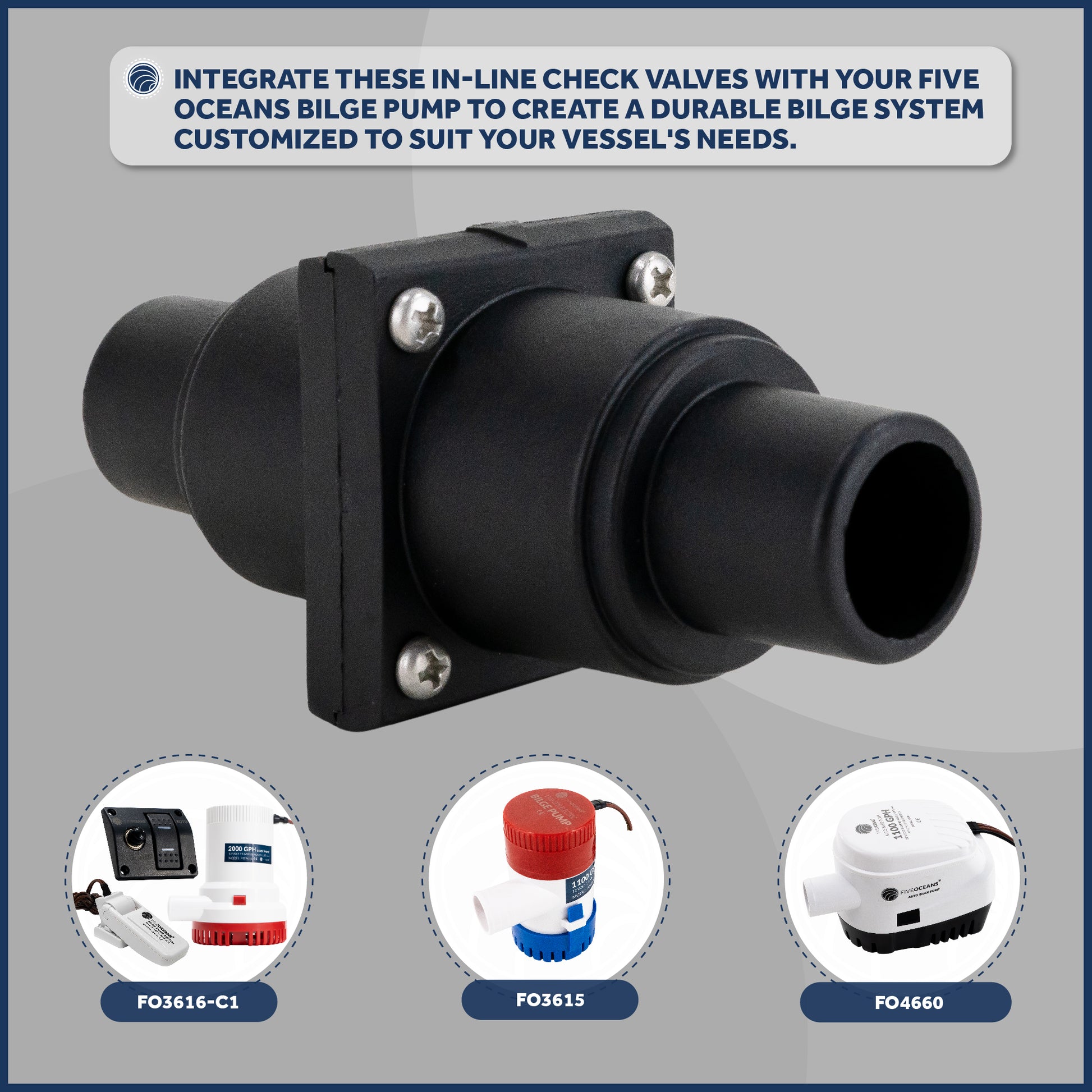 1 to 1-1/2" Check Valve, In-Line One-Way Stepped Connection - FO4142 - Five Oceans