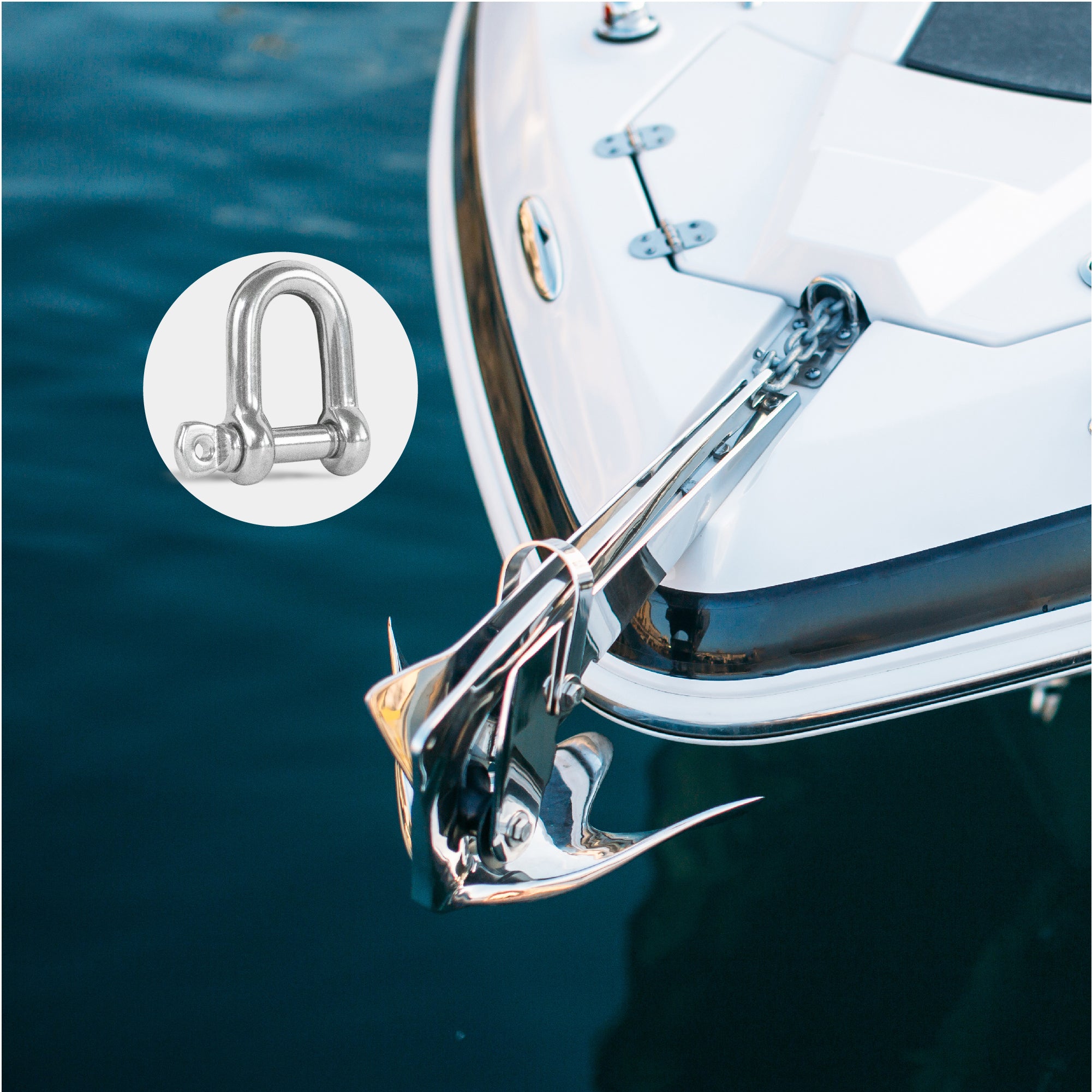 Pin D Shackles, 9/16" Screw, Stainless Steel - FO414 - Five Oceans