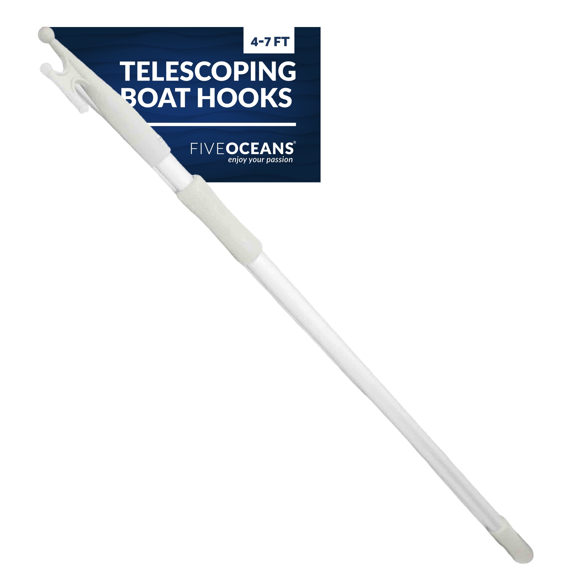 Telescoping Boat Hooks, Aluminum, White - FO4165