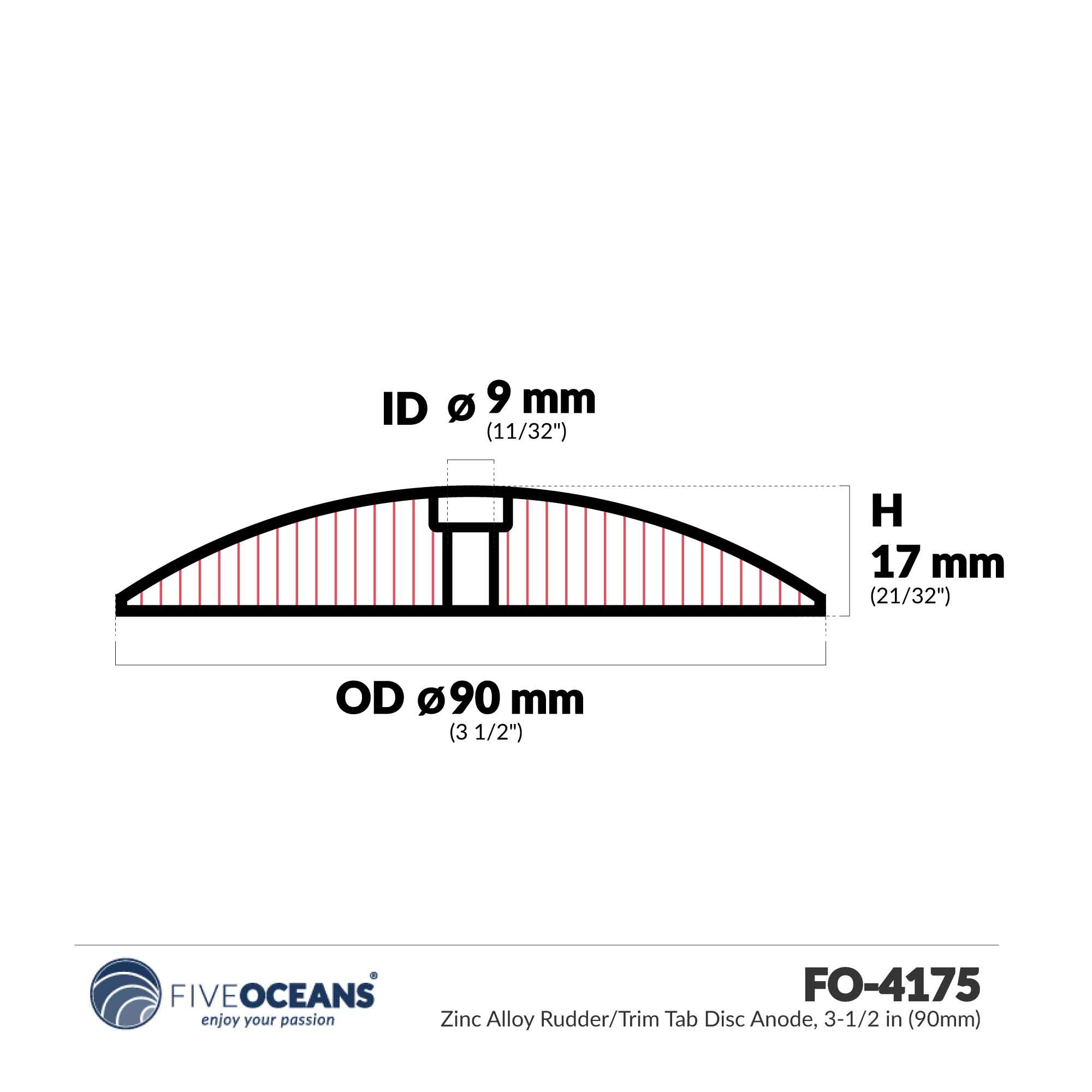 Alloy Rudder/Trim Tab Disc Anode, Zinc  3-1/2" - FO4175