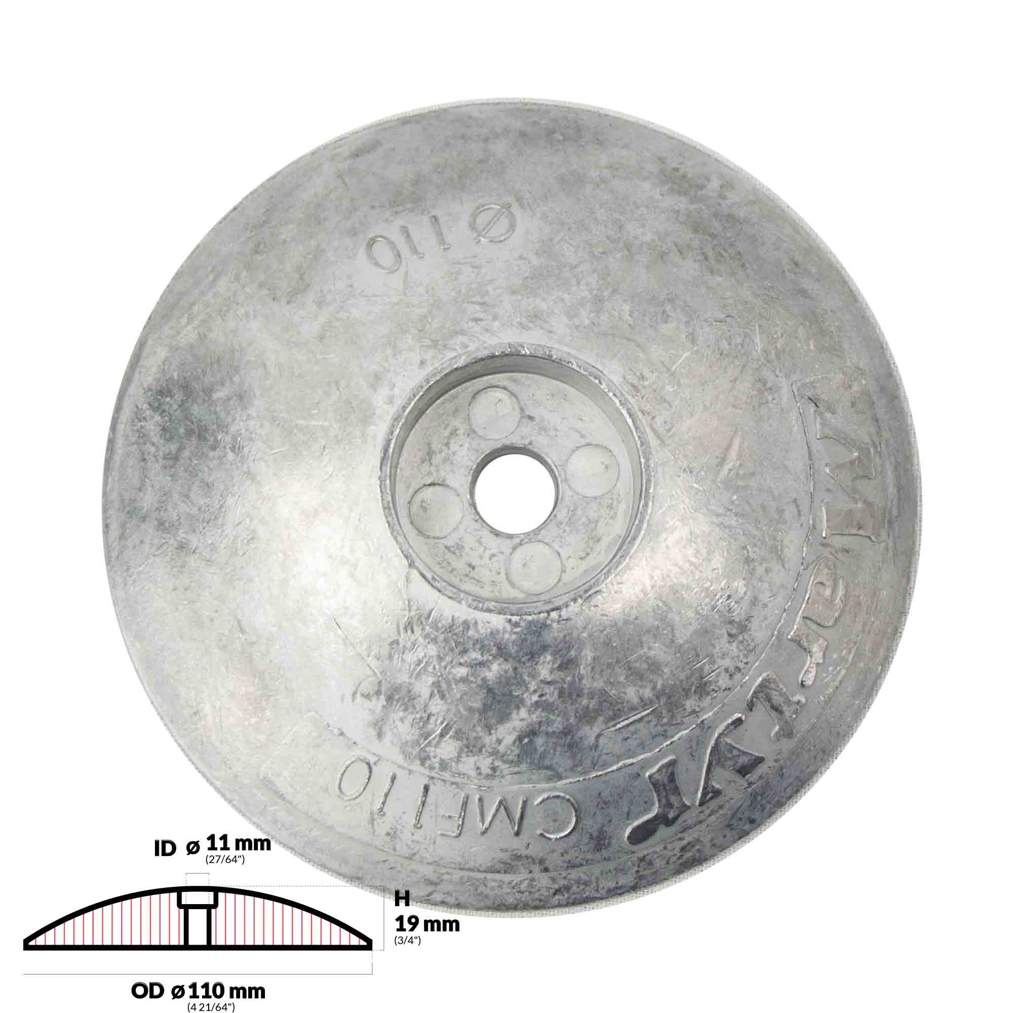 Alloy Rudder/Trim Tab Disc Anode, Zinc, 4-3/8" - FO4176