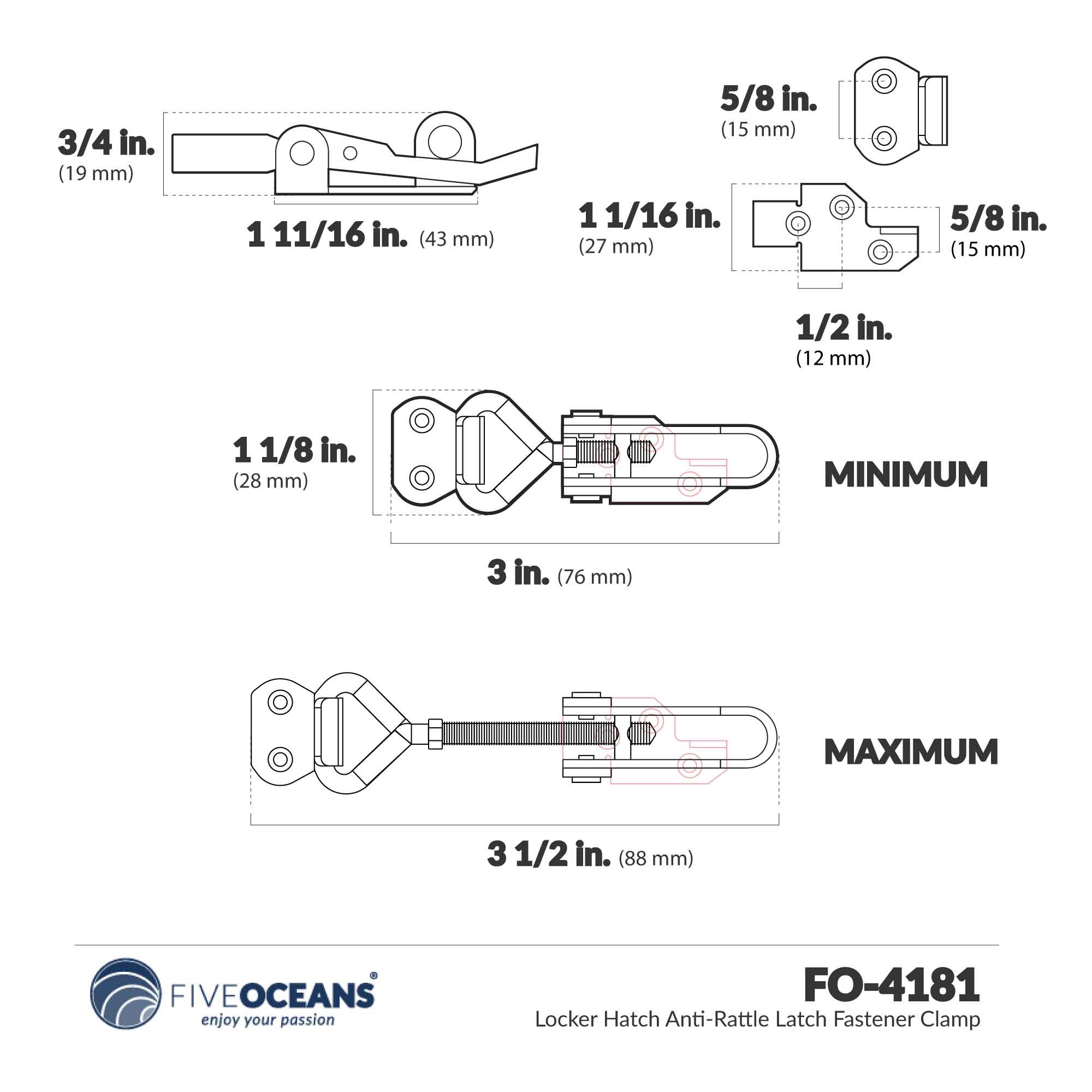 Locker Hatch Anti-Rattle Latch, 2-pack - FO4181-M2
