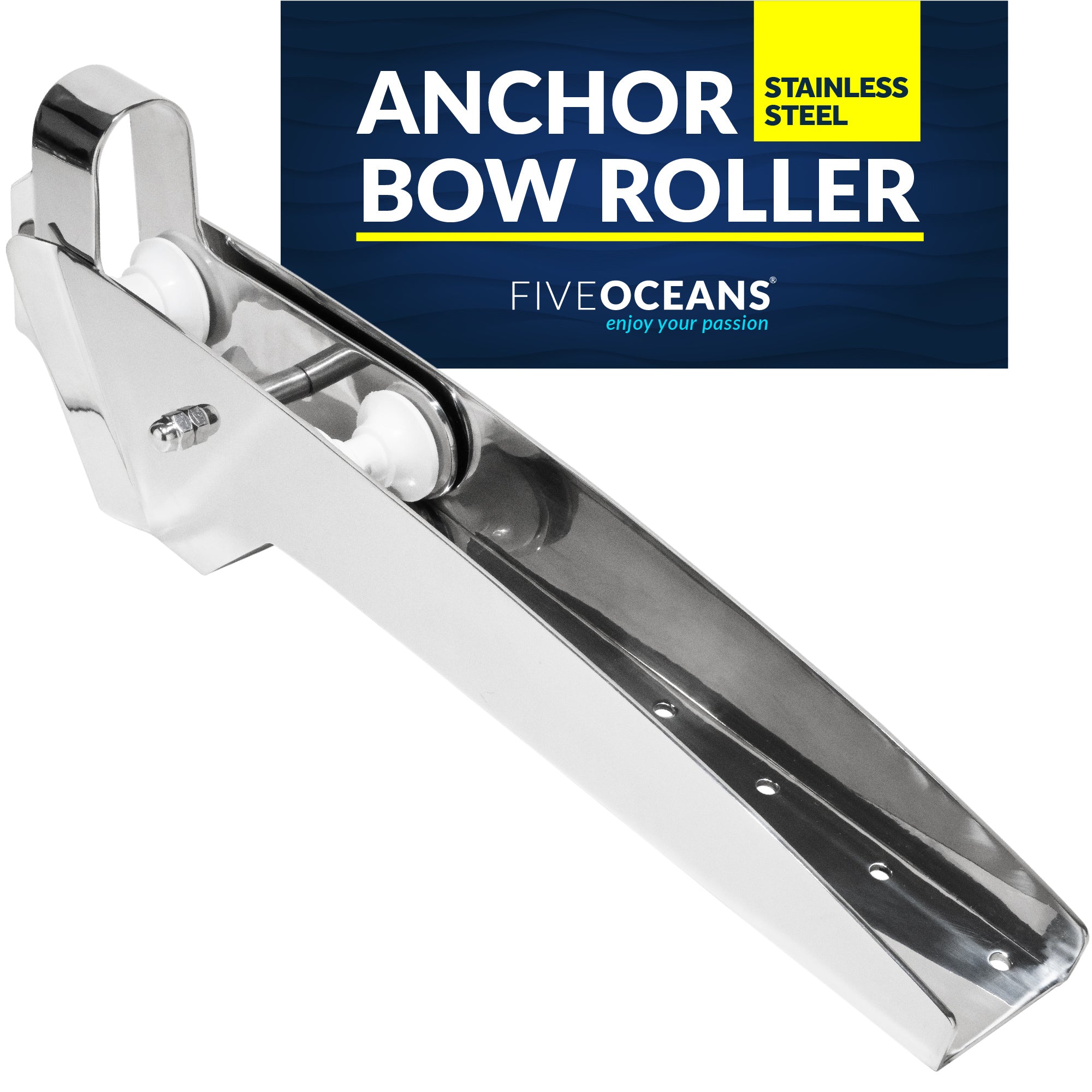 Pivoting Self-launching Anchor Bow Roller, Length 23", Stainless Steel - FO4185