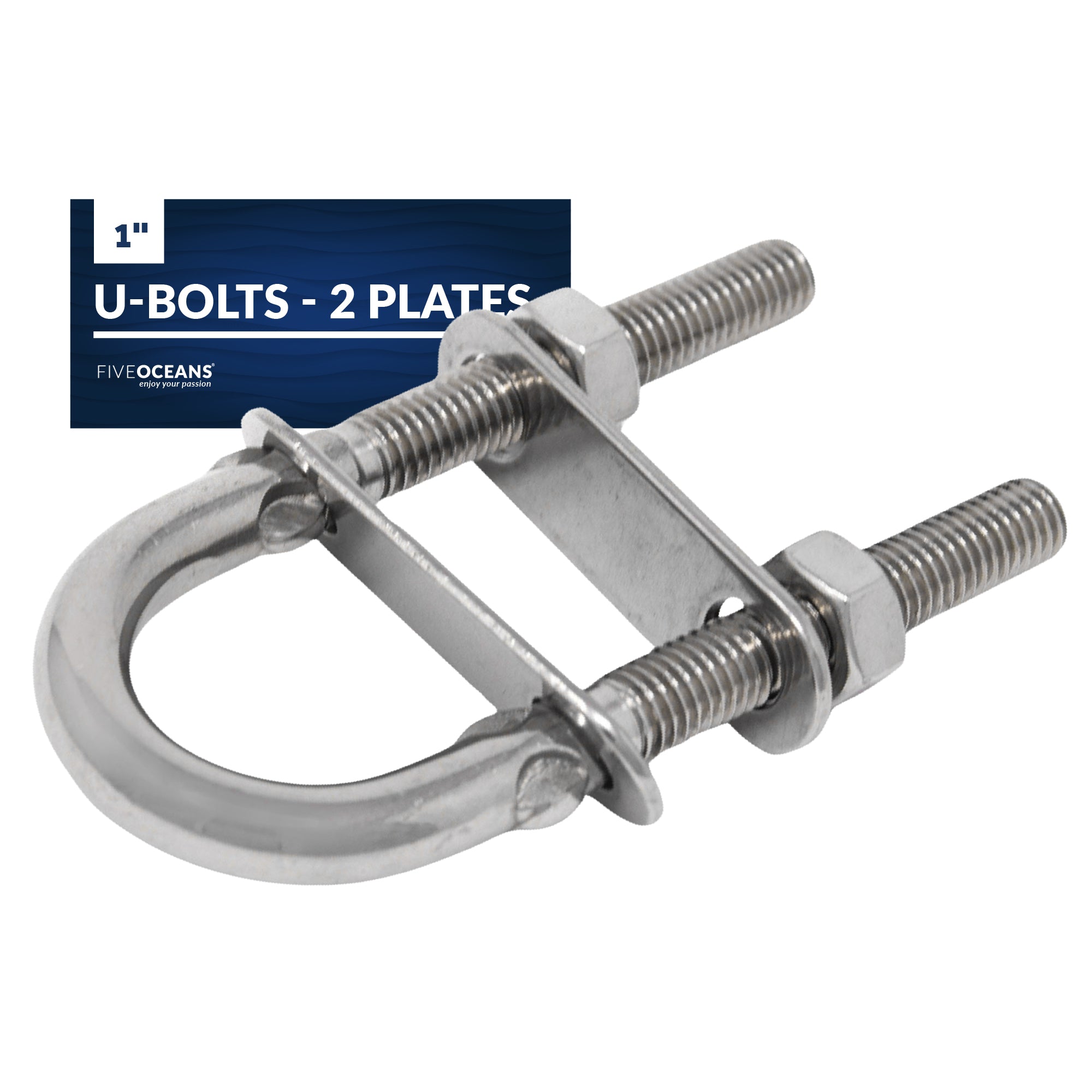 U-Bolts with 2 plates, Stainless Steel, 1" - FO4187